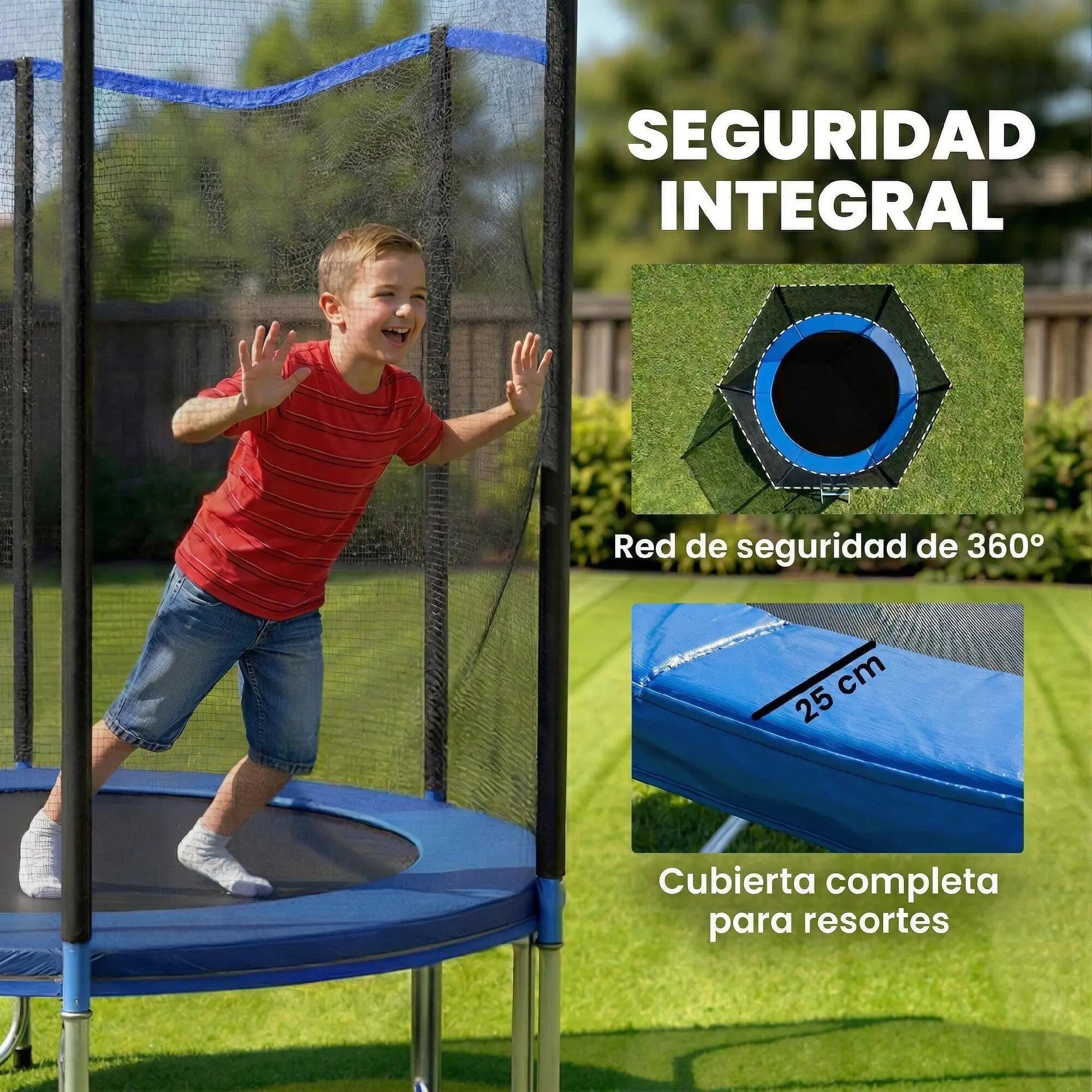 Trampoline d'extérieur Ø244 cm pour enfants avec filet de sécurité, échelle et c 7/9