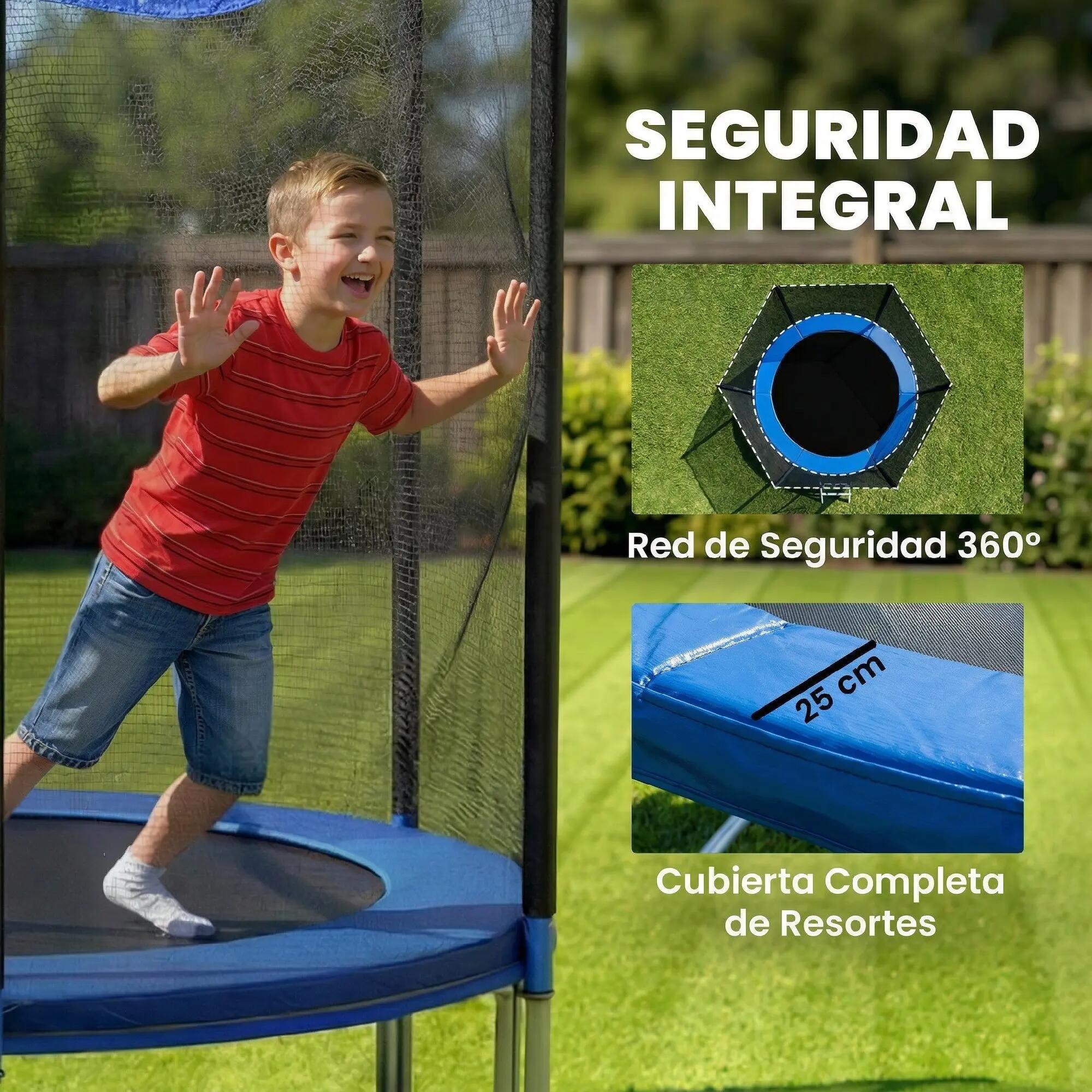 Trampoline d'extérieur Ø305 cm pour enfants avec filet de sécurité, échelle et c 7/9