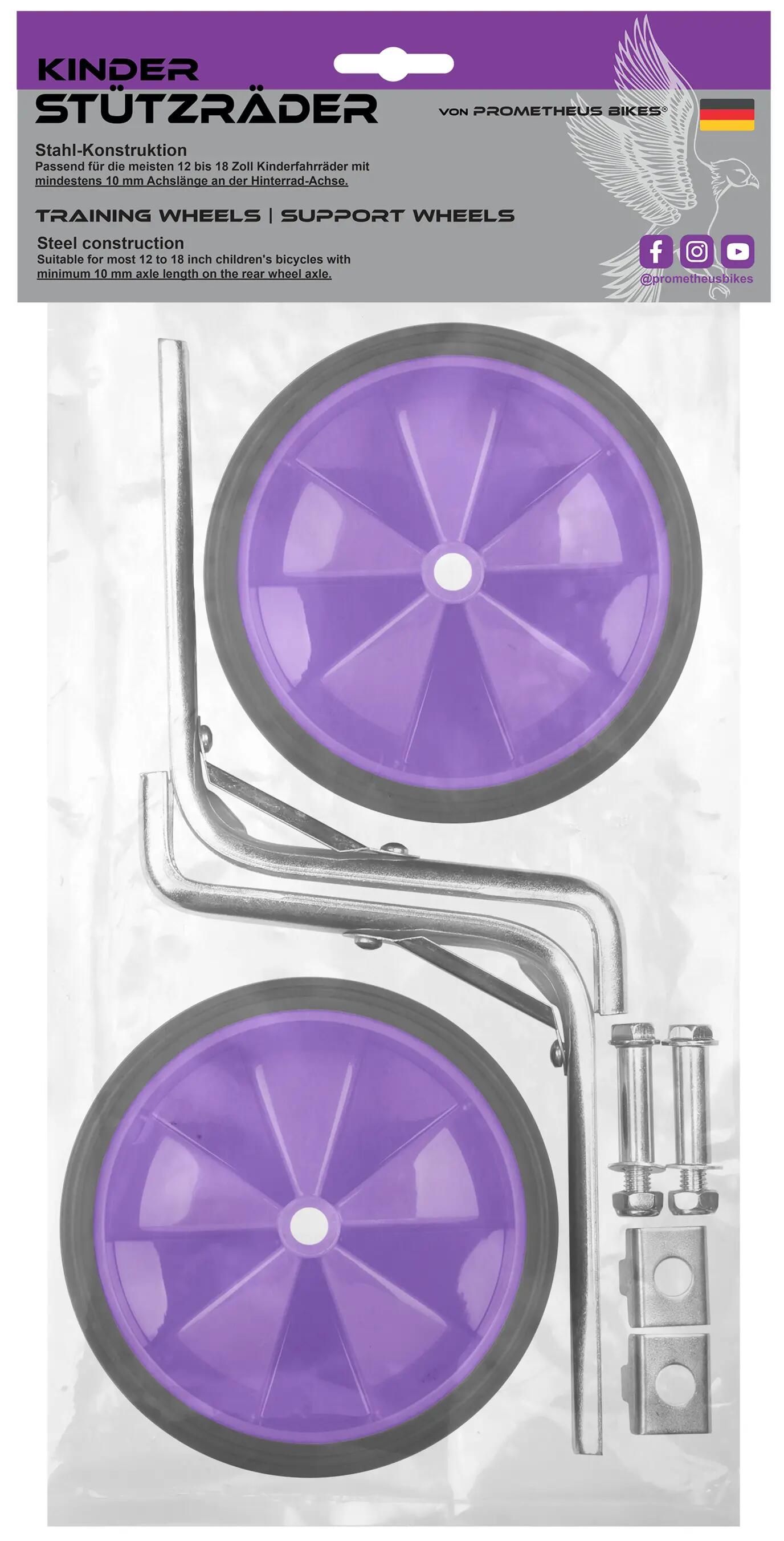 Ruedines bici infantil universales 12–18 pulgadas 135x40 mm engomados Violetas 7/7