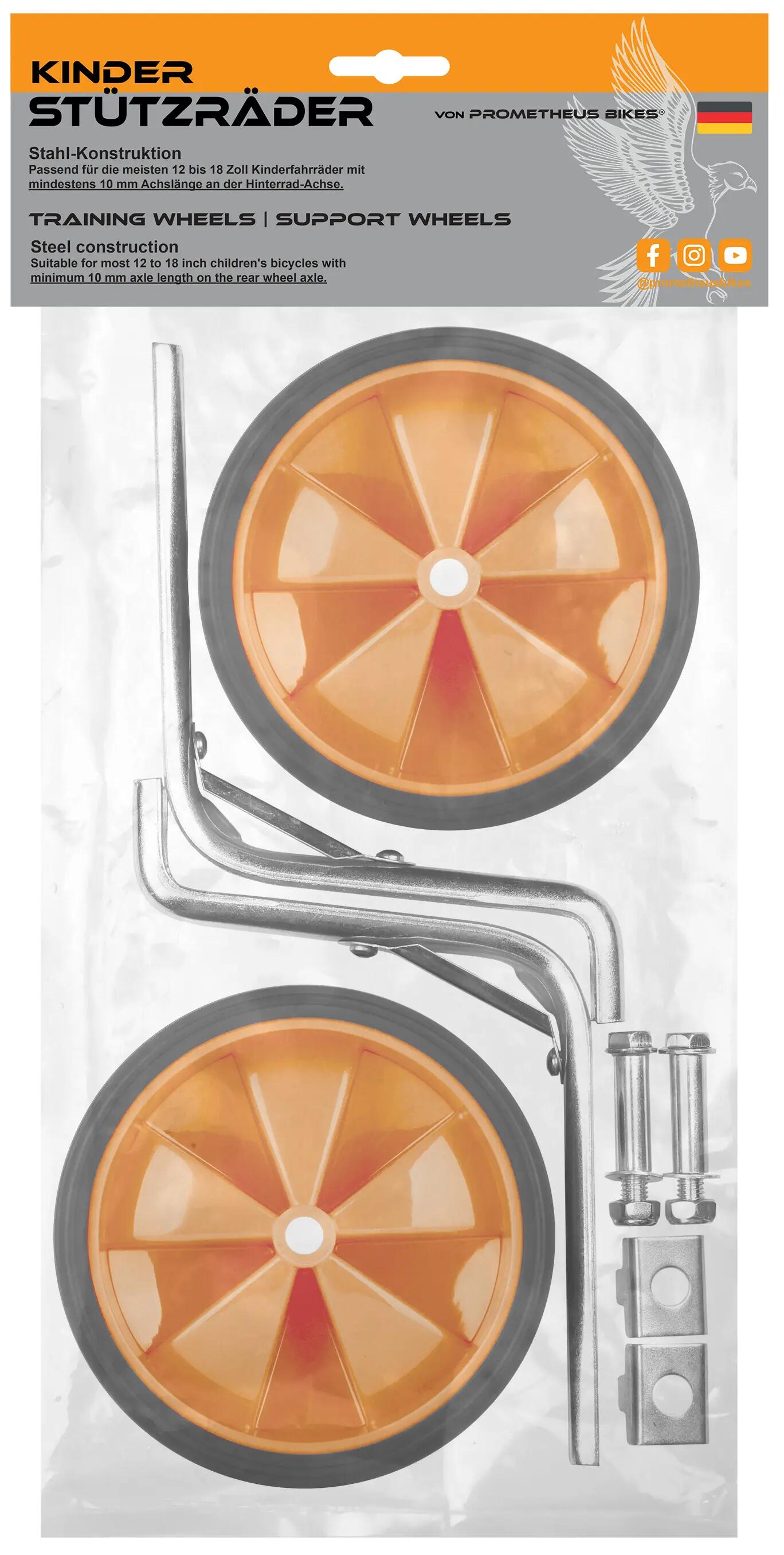 Ruedines bici infantil universales 12–18 pulgadas 135x40 mm engomados Naranjas 7/7