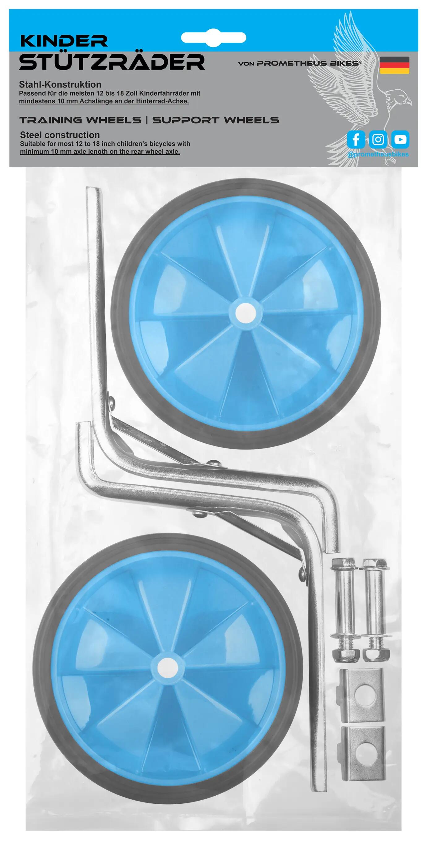 Ruedines bici infantil universales 12–18 pulgadas 135x40 mm engomados Azules 7/7