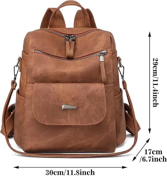 Sac à dos pour femme en similicuir (PU) – Élégant, léger et antivol – Modèle 2-e 3/7