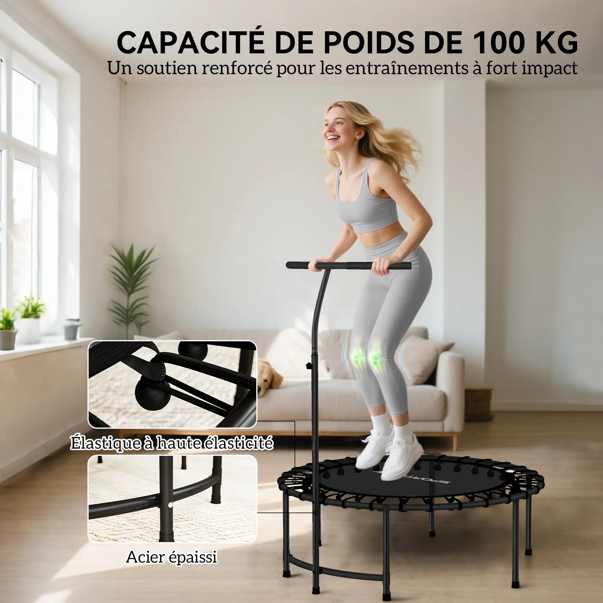 Trampoline de Fitness avec Cordes Élastiques, Poignée Réglable 5 Positions, Capa 7/9