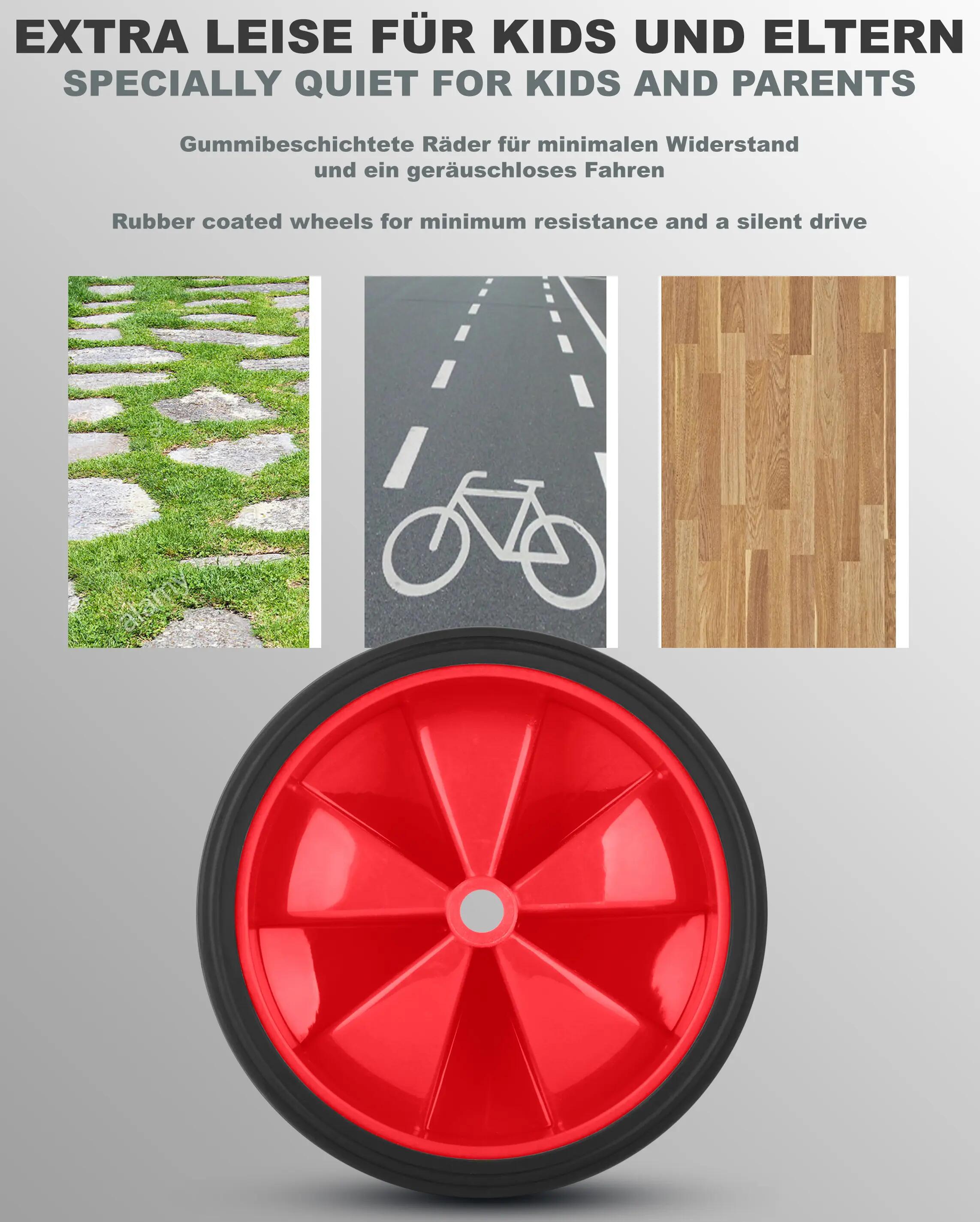 Stabilisateurs vélo enfant universels 12–18 pouces 135x40 mm roues gomme Rouges 4/7
