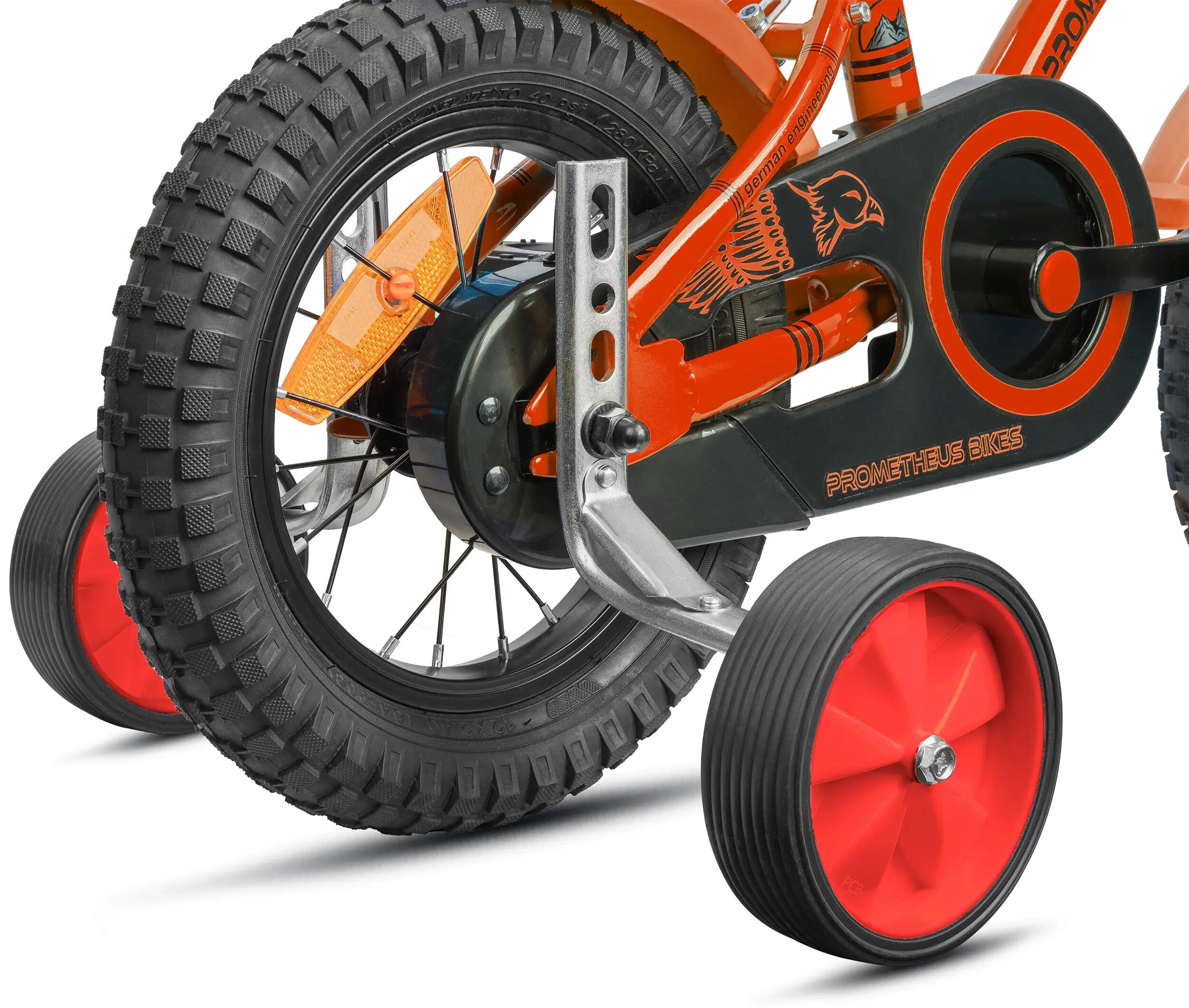 Stabilisateurs vélo enfant universels 12–18 pouces 135x40 mm roues gomme Rouges 3/7