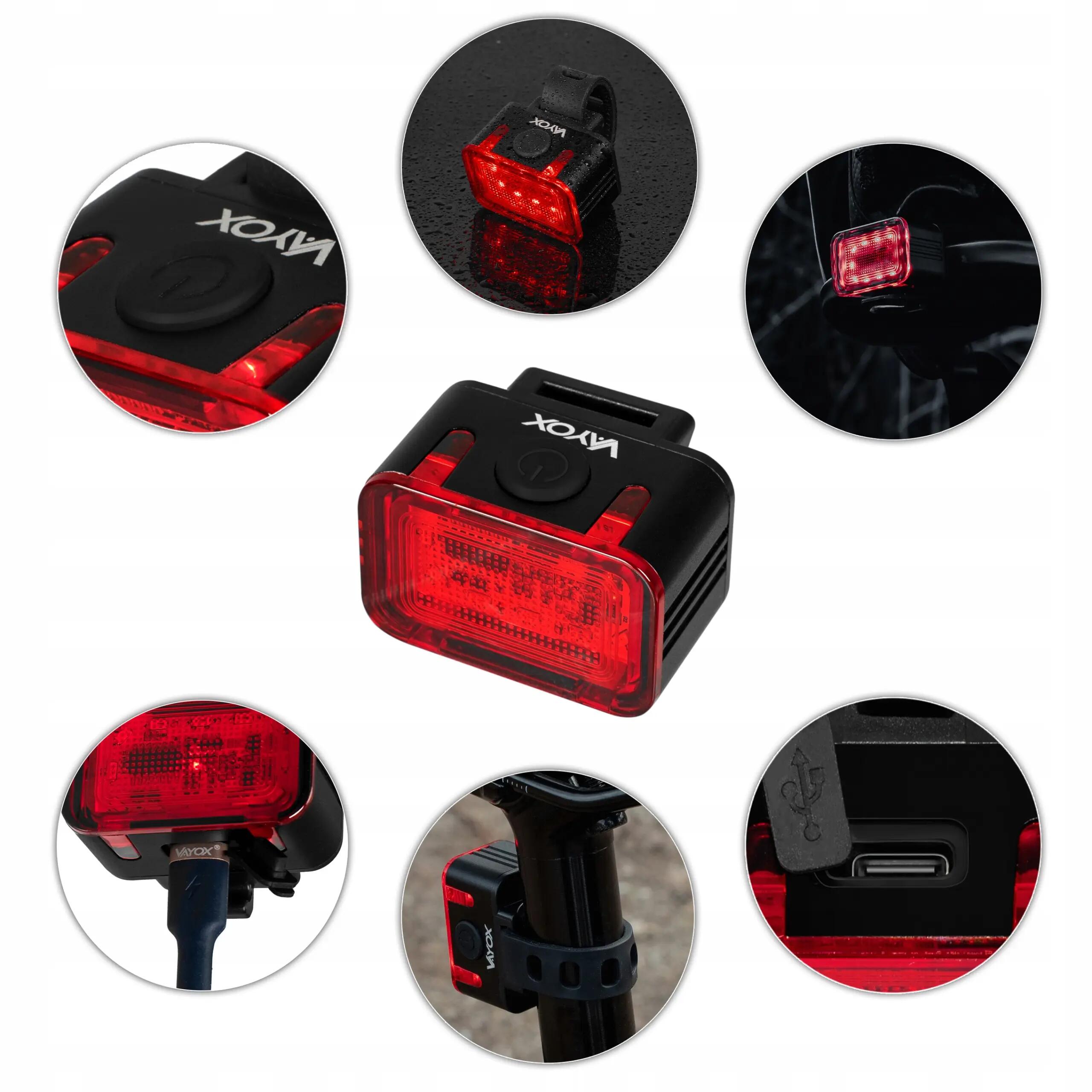 VAYOX VA0153 + VA0152 első és hátsó USB-C kerékpárlámpák szettje 7/15