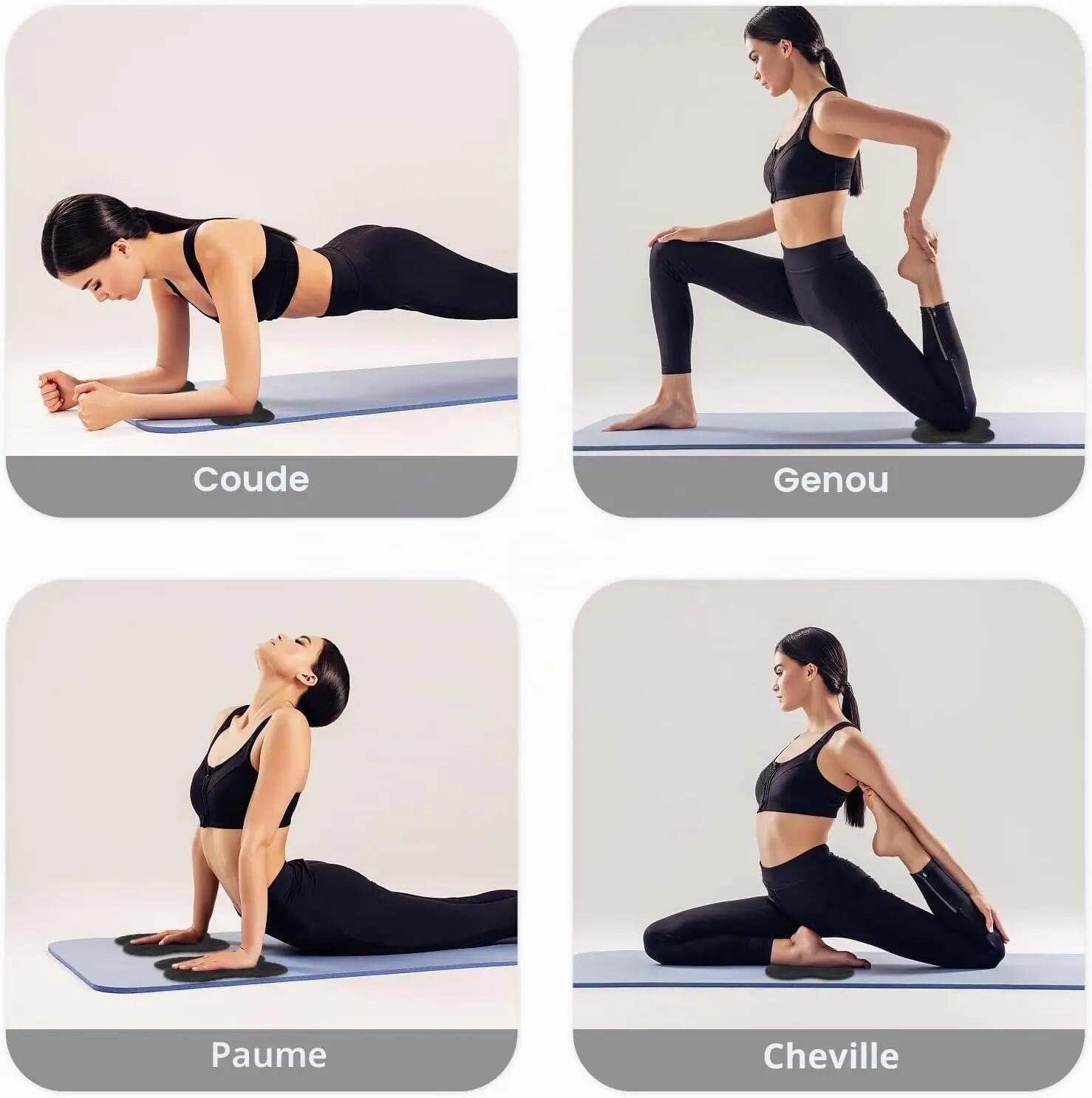 Coussinets de protection pour genoux de yoga, lot de 2, antidérapants, noirs, 20 5/7