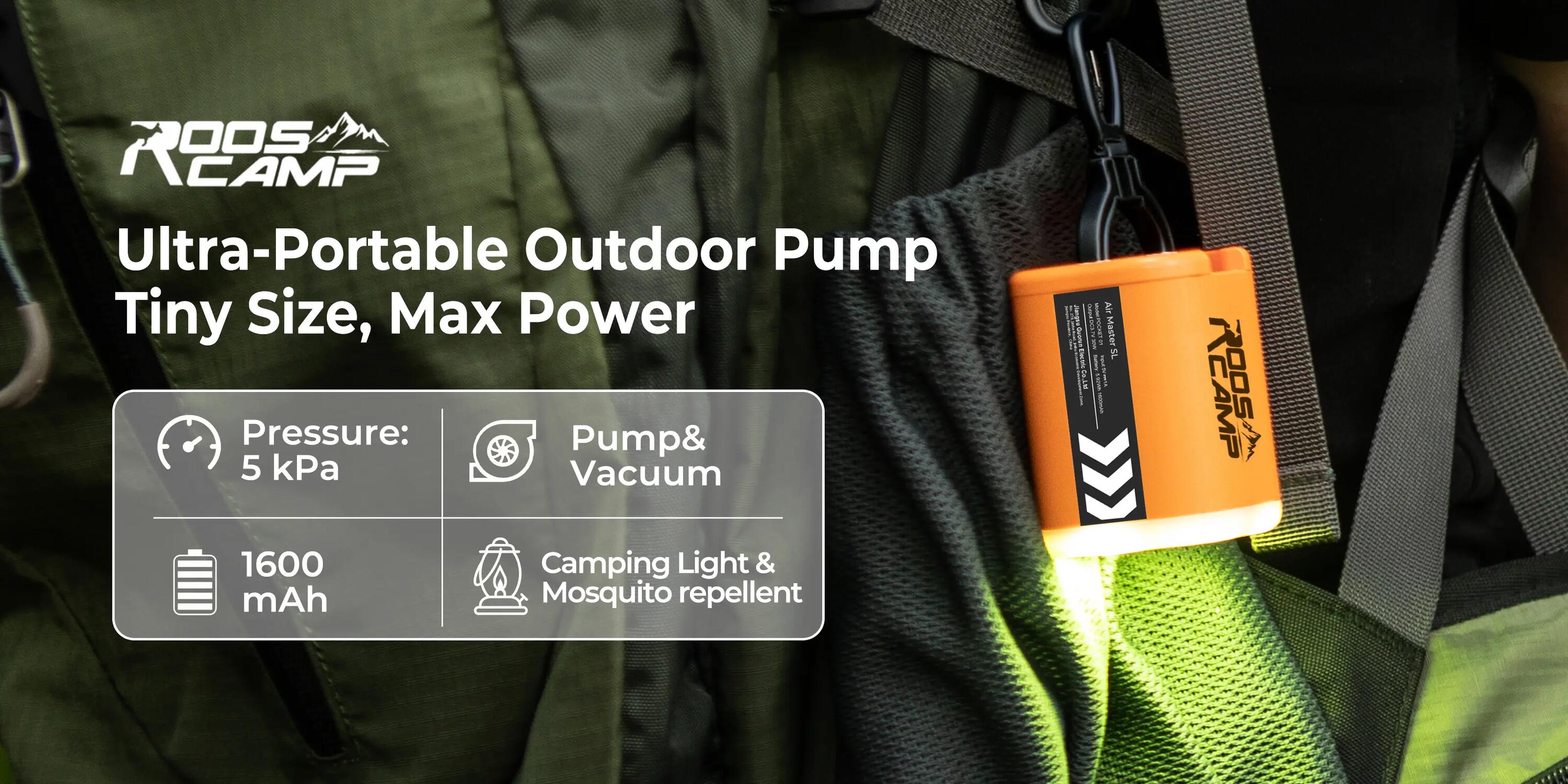 RoosCamp Air Master SL – Pompe de camping électrique avec lampe et fonction anti 4/15