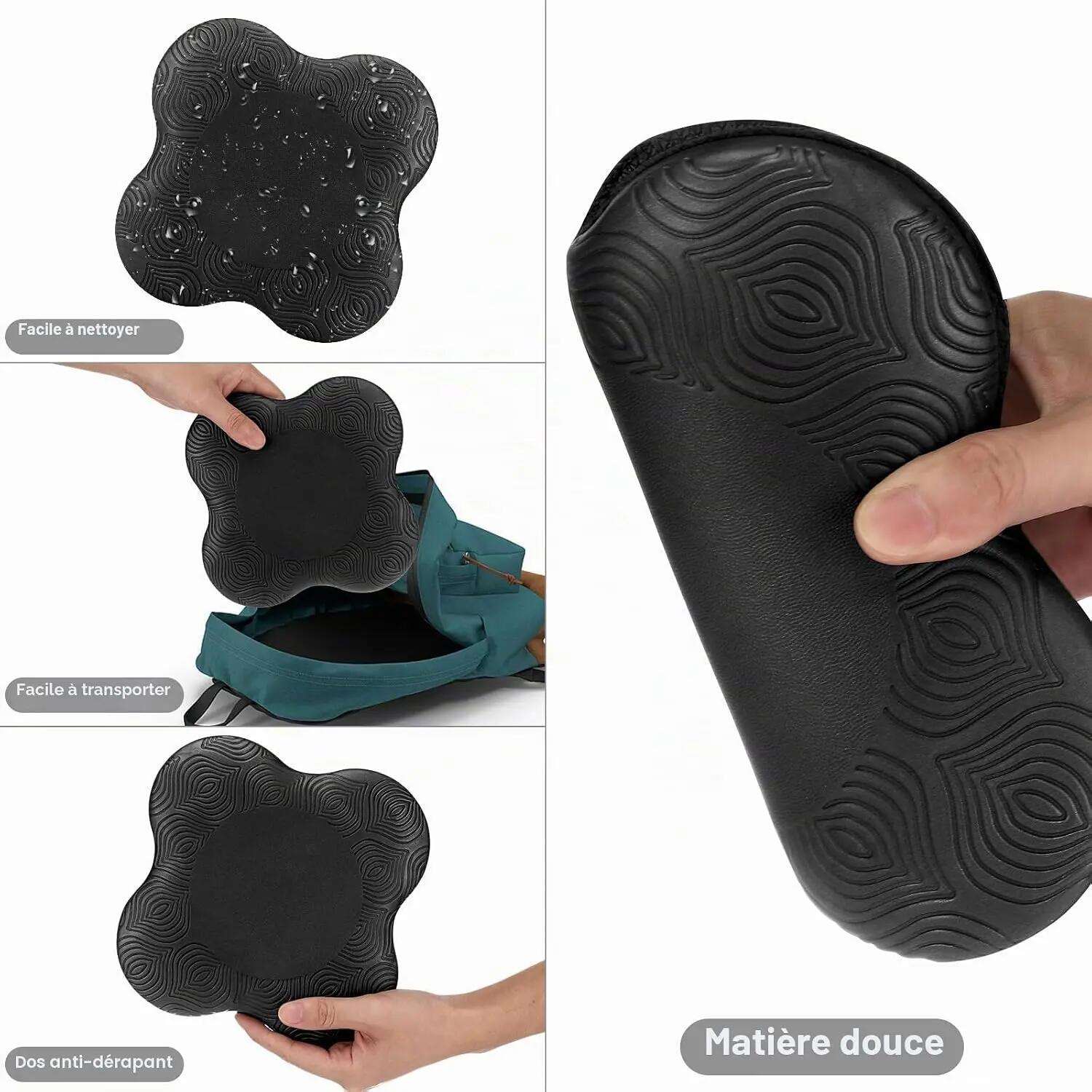 Coussinets de protection pour genoux de yoga, lot de 2, antidérapants, noirs, 20 3/7