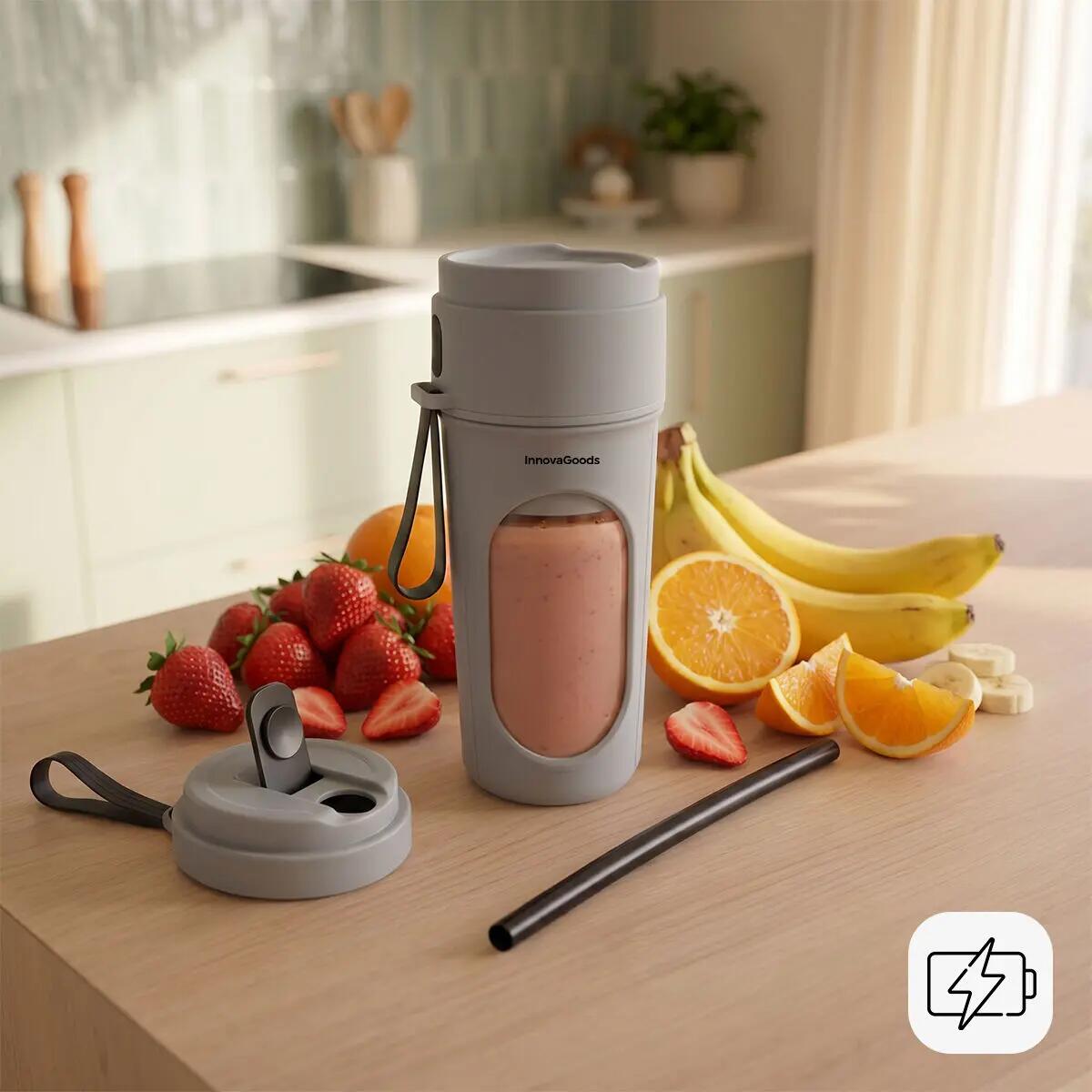 Blender à verre individuel rechargeable avec couvercle et paille InnovaGoods 2/5