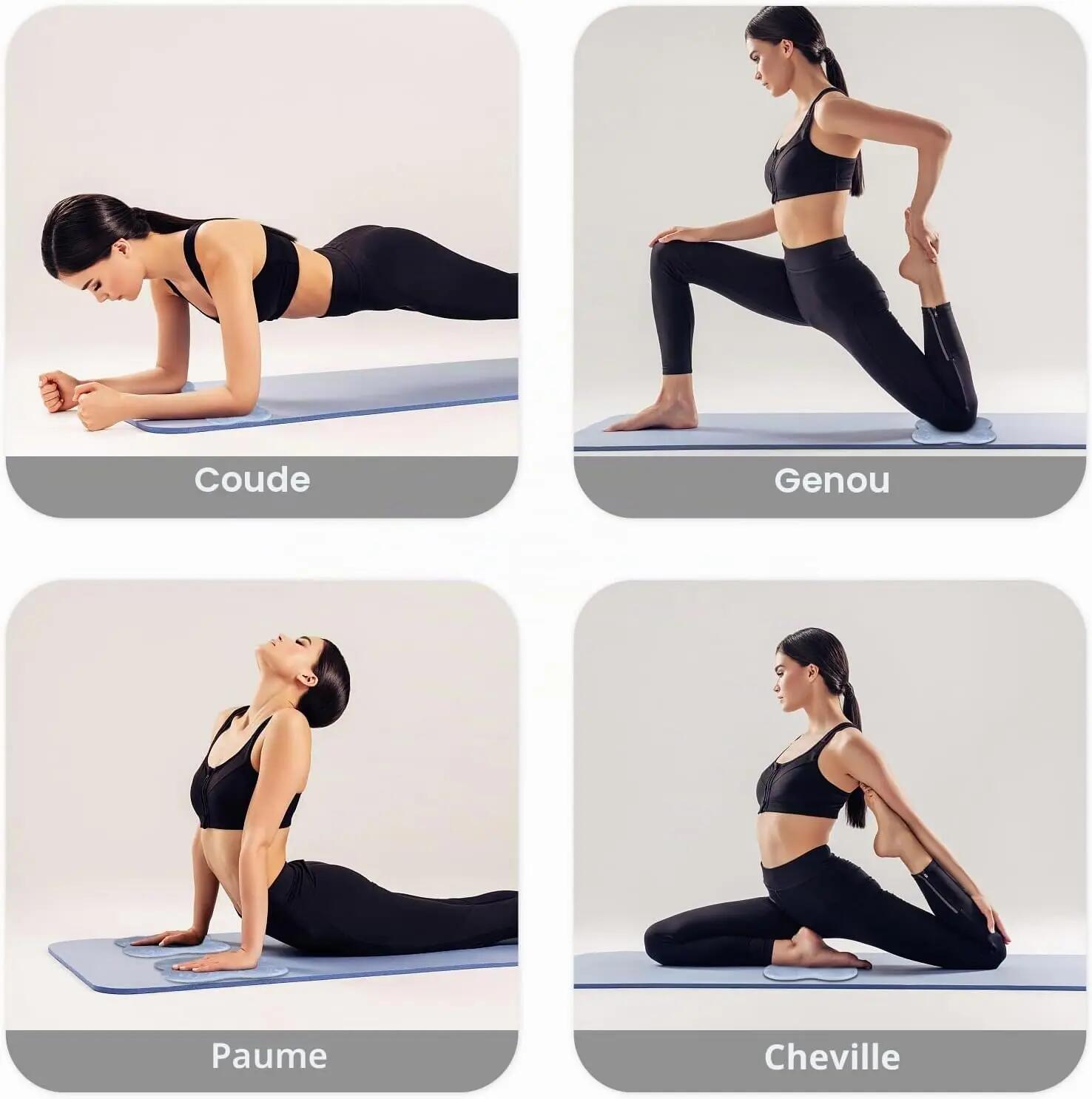 Coussinets de protection pour genoux de yoga, lot de 2, antidérapants, noirs, 20 5/7