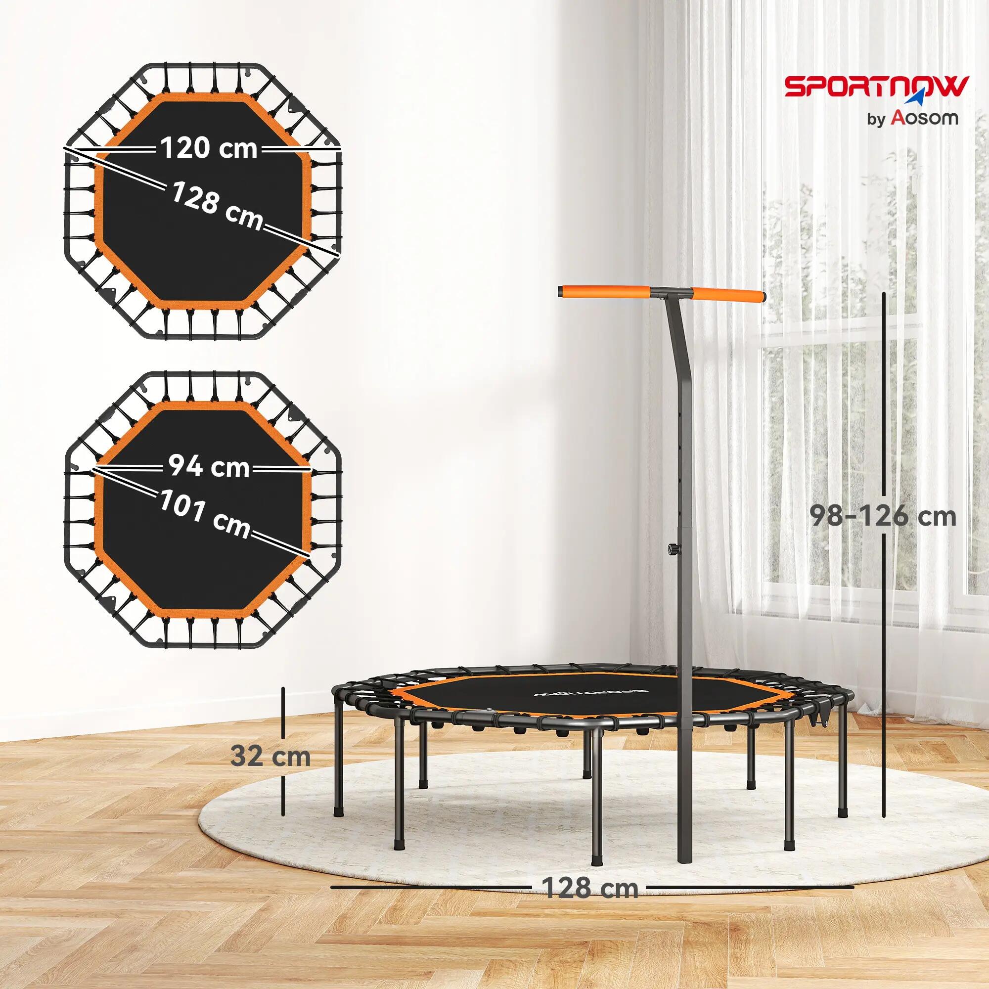 Trampoline de fitness, trampoline d'entraînement avec barre de maintien réglable 5/9