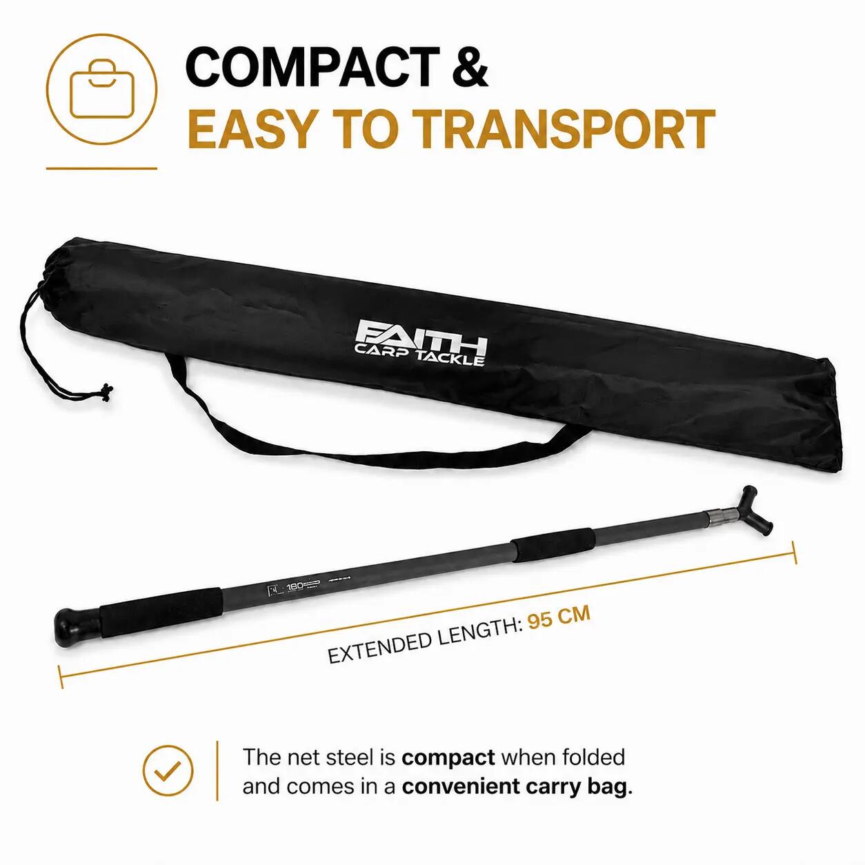 Faith Carp Landing Net - Telescopische Carbonsteel 1,80 m - Draagtas 5/7