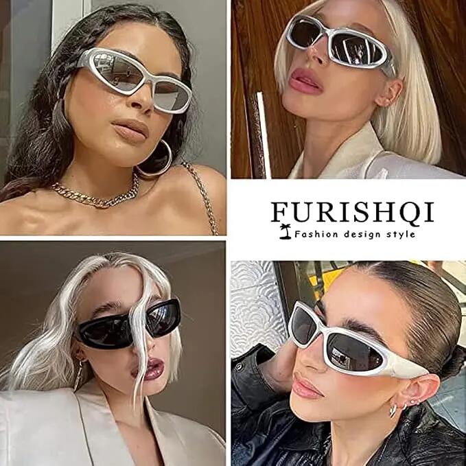 Lot de 3 lunettes de soleil de sport pour hommes et femmes, style Y2K, enveloppa 4/7