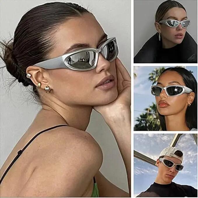 Lot de 3 lunettes de soleil de sport pour hommes et femmes, style Y2K, enveloppa 3/7