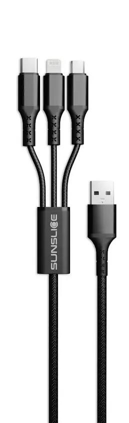 3-in-1-Ladekabel USB-A USB-C Lightning Micro-USB 12 W Trident 3/10