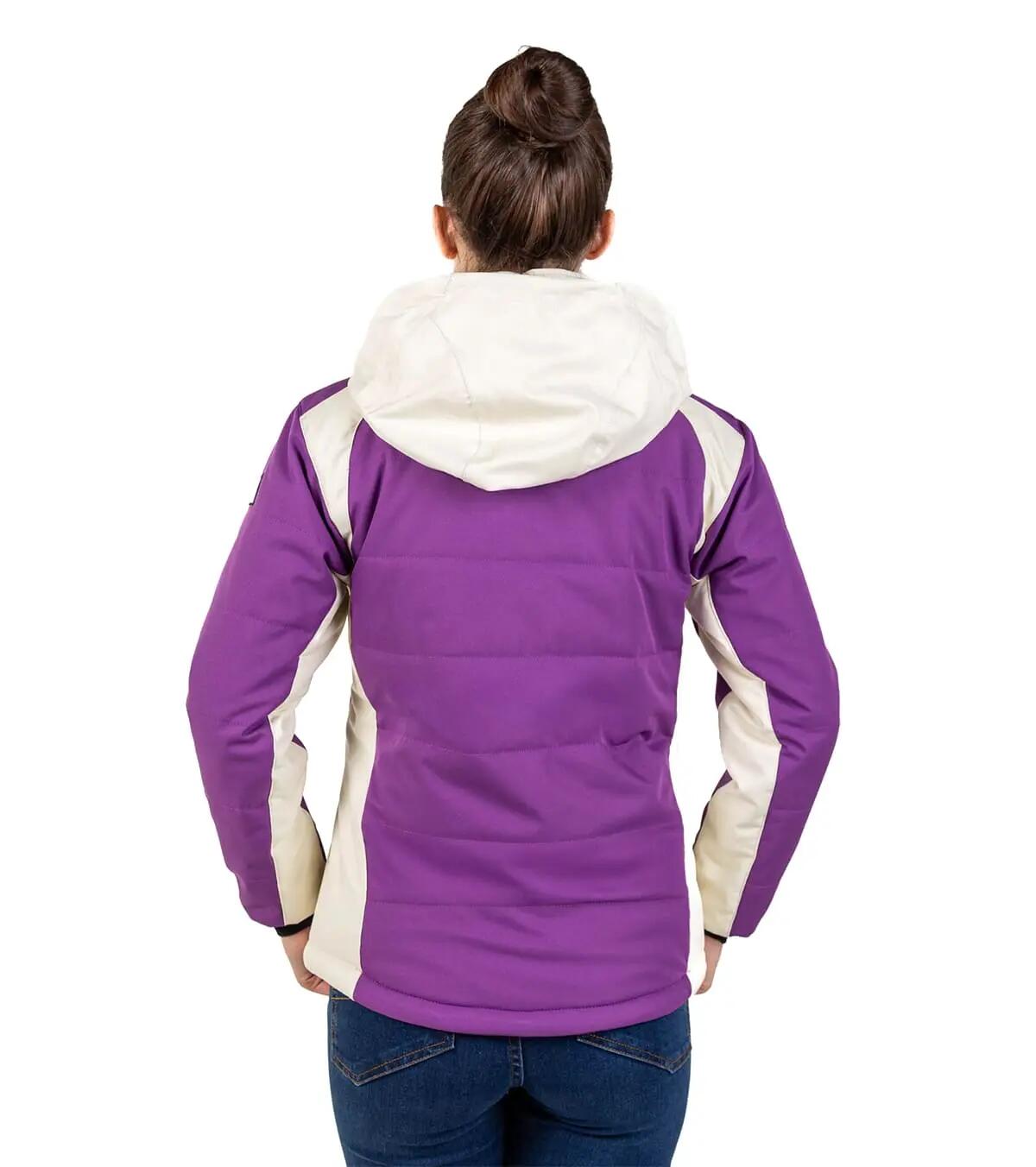 Chaqueta de Montaña Térmica, Impermeable y Cortaviento Aspen Mujer Morado-Beige 3/5