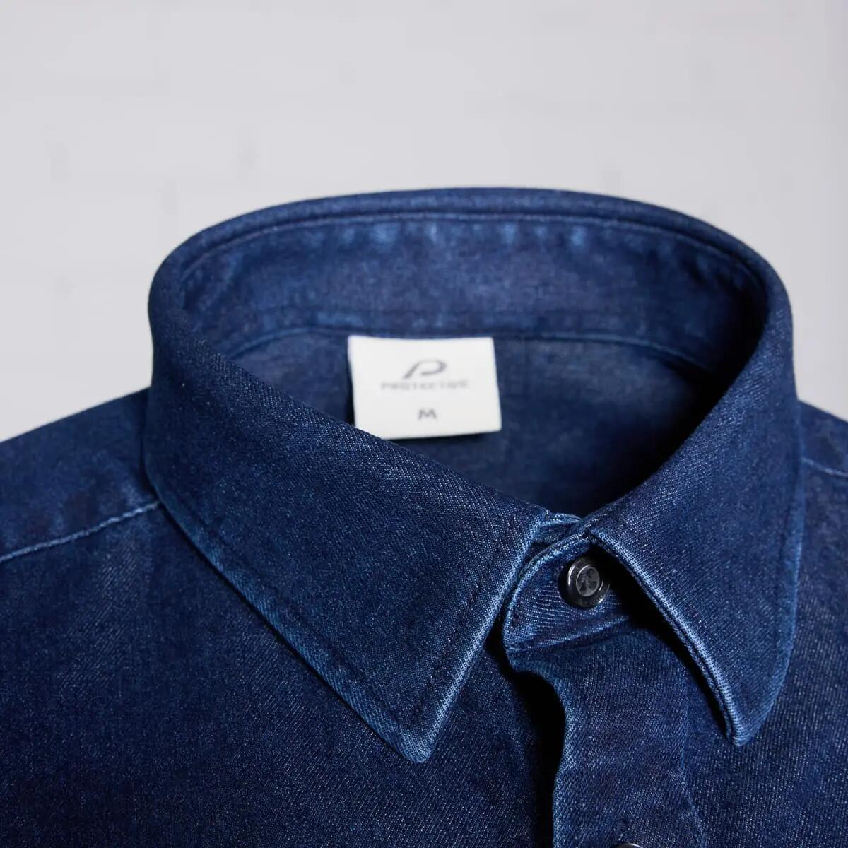 Klassisches legeres Herren Jeanshemd P-BLUE JEAN in darkblue Denim. 8/15