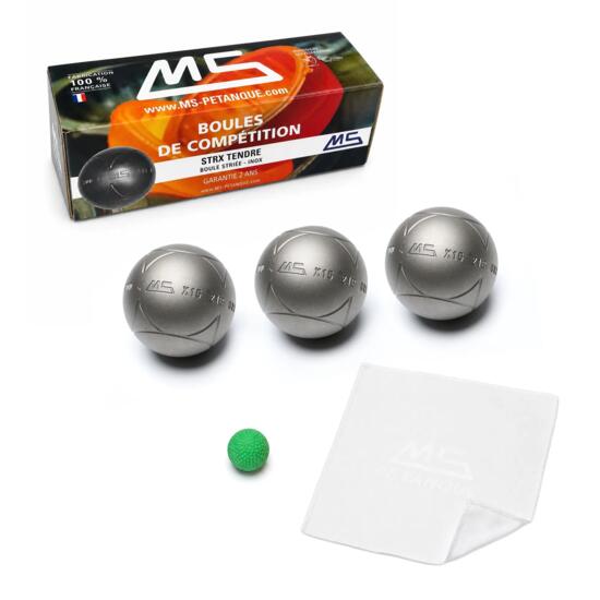 Boules de pétanque de compétition Anti Rebond - STRX Inox Striée