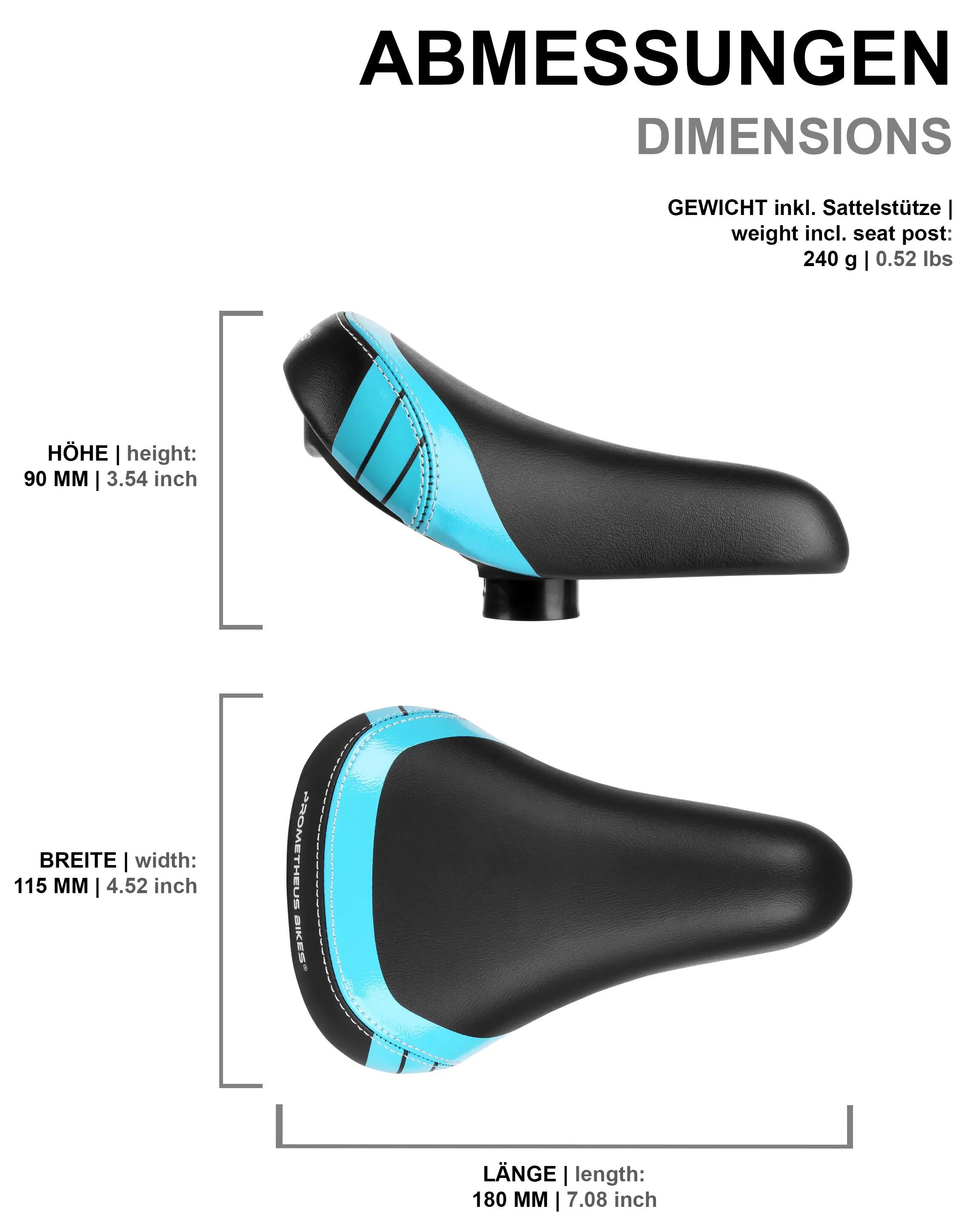 Kinderzadel 10/12/14 inch voor fiets/loopfiets alu zadelpen 25,4 mm Blauw 3/7