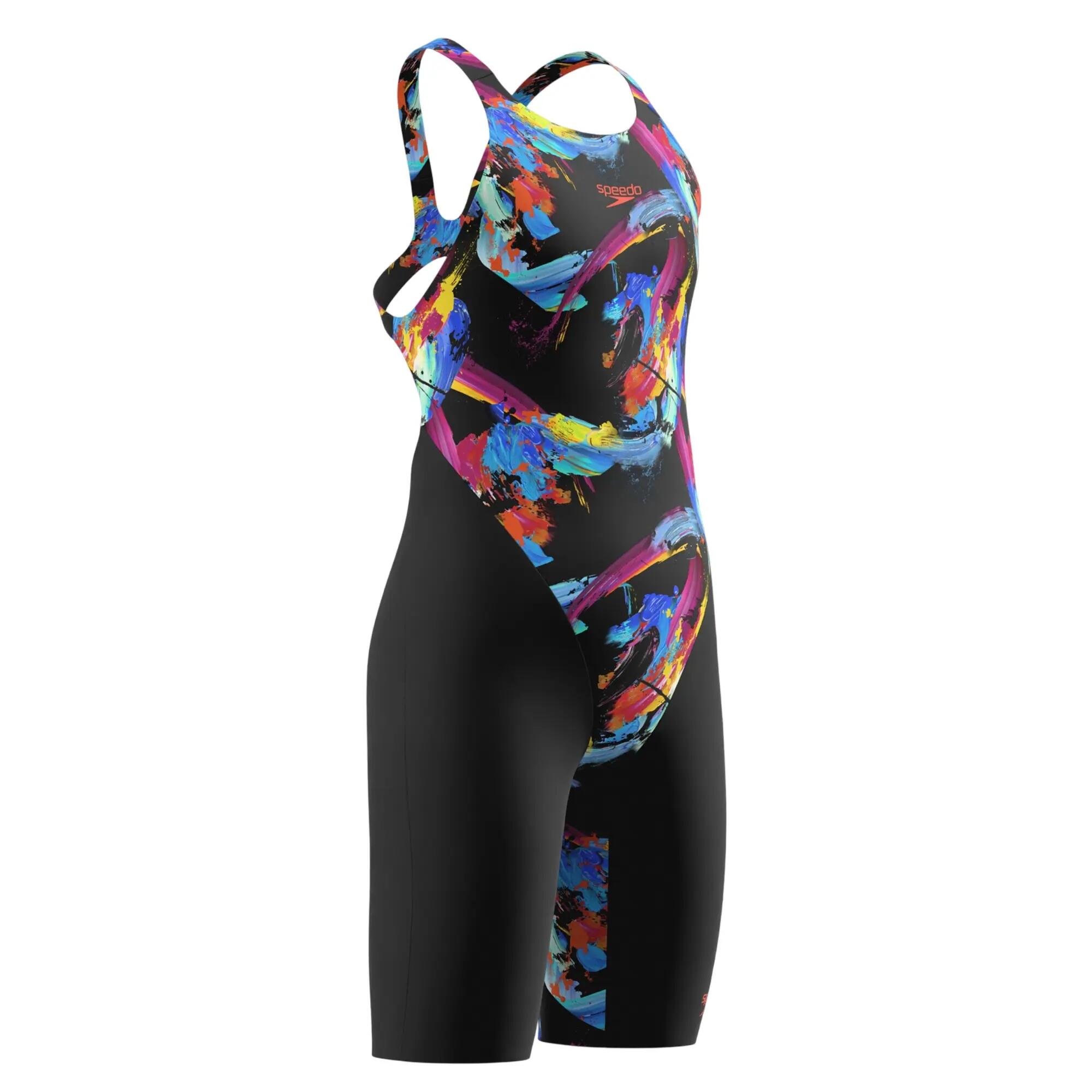 Speedo Girls Fastskin Junior Endurance+ Max Openback Kneeskin - Black/Multi - 6/6