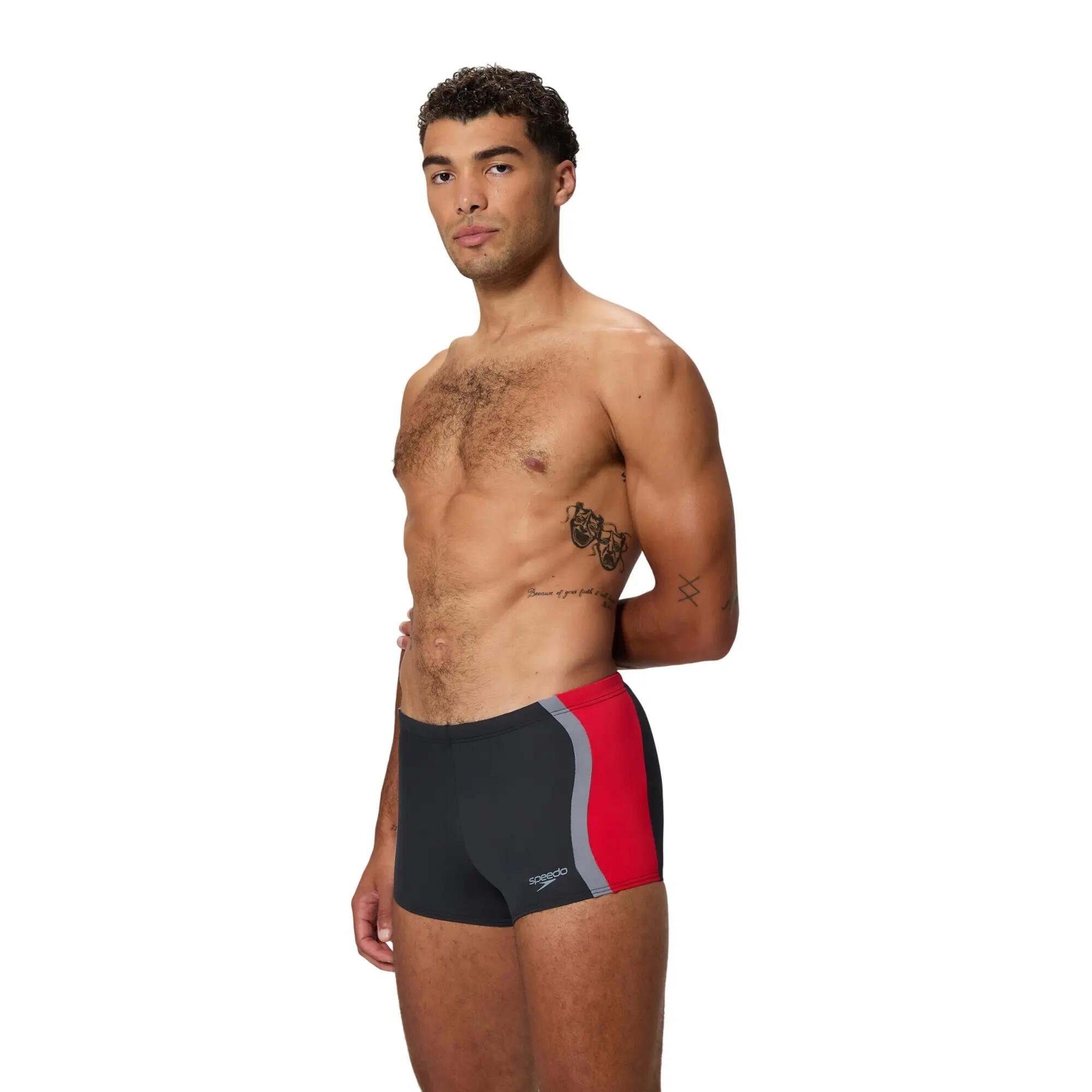 Maillot - Natation - Homme - Aquashort performant - Solid Splice - Noir/Rouge 4/5