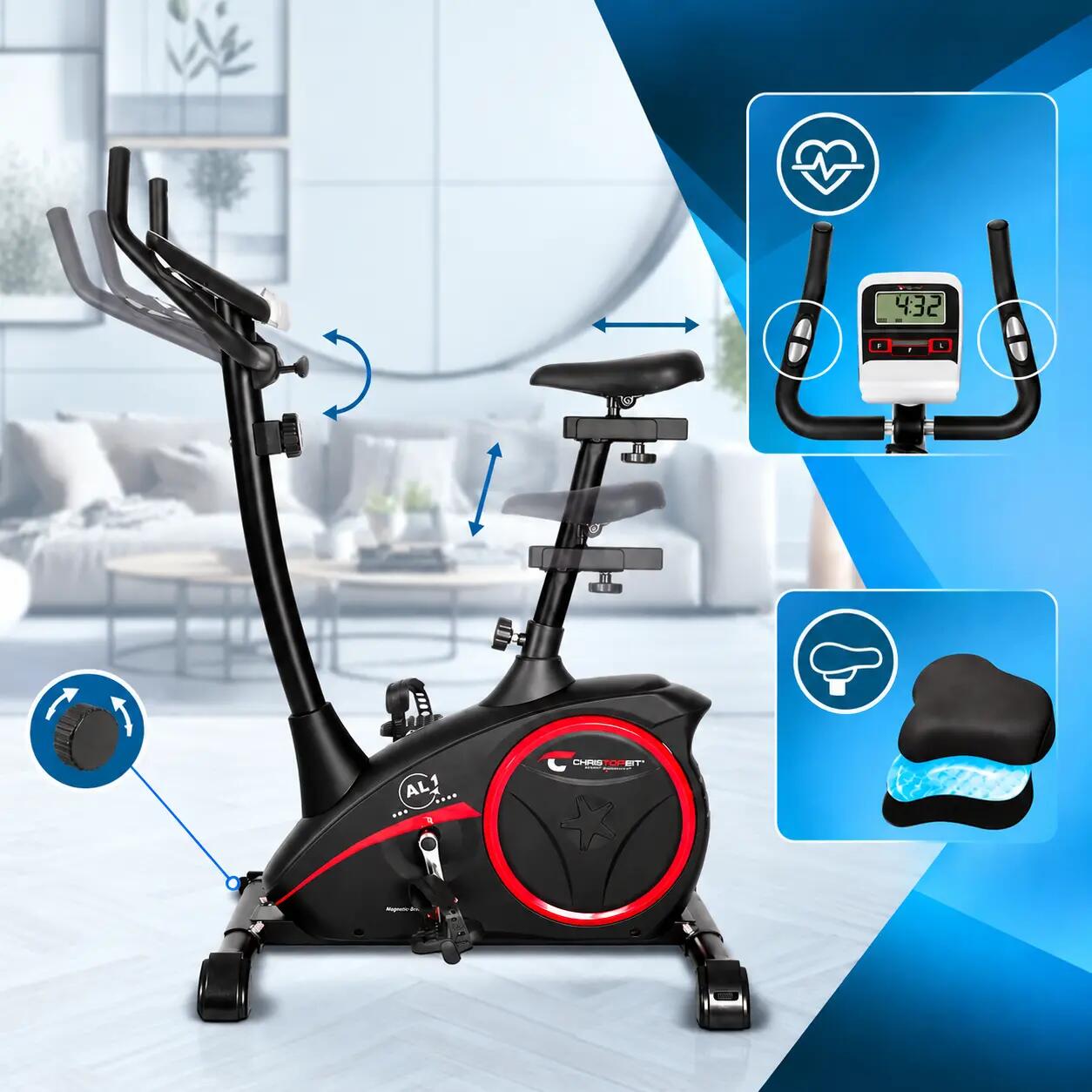 Heimtrainer - bis 150kg - leise - 9kg Magnetbremse -  AL 1 Black Edition 3/7