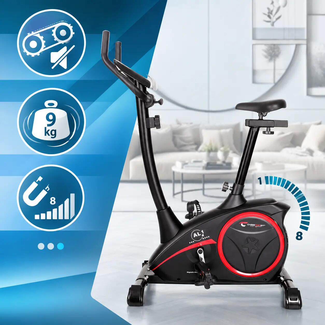 Heimtrainer - bis 150kg - leise - 9kg Magnetbremse -  AL 1 Black Edition 2/7