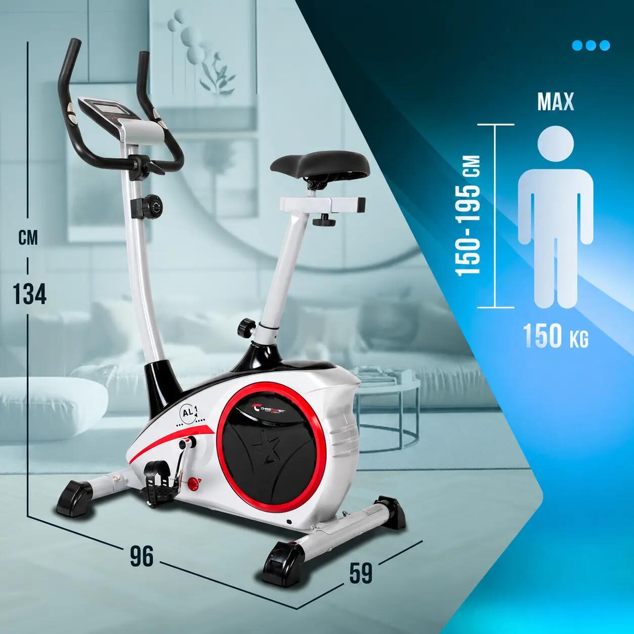 Vélo d'appartement - jusqu'à 150kg - incl. tapis de protection - AL 1 argent 4/7