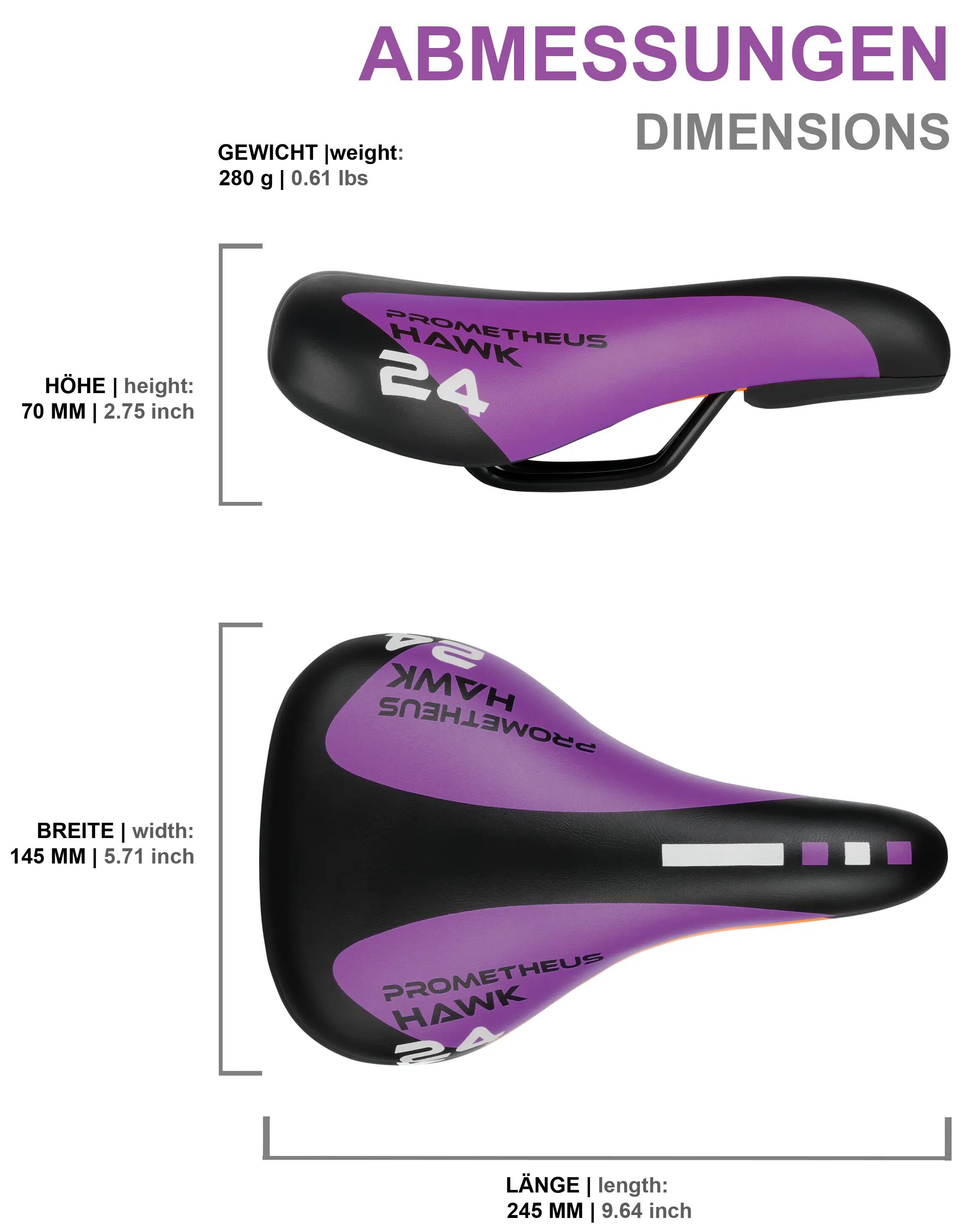 Sillín para bicicleta infantil 24 pulgadas 240x140 mm espuma PU acero Violeta 3/7