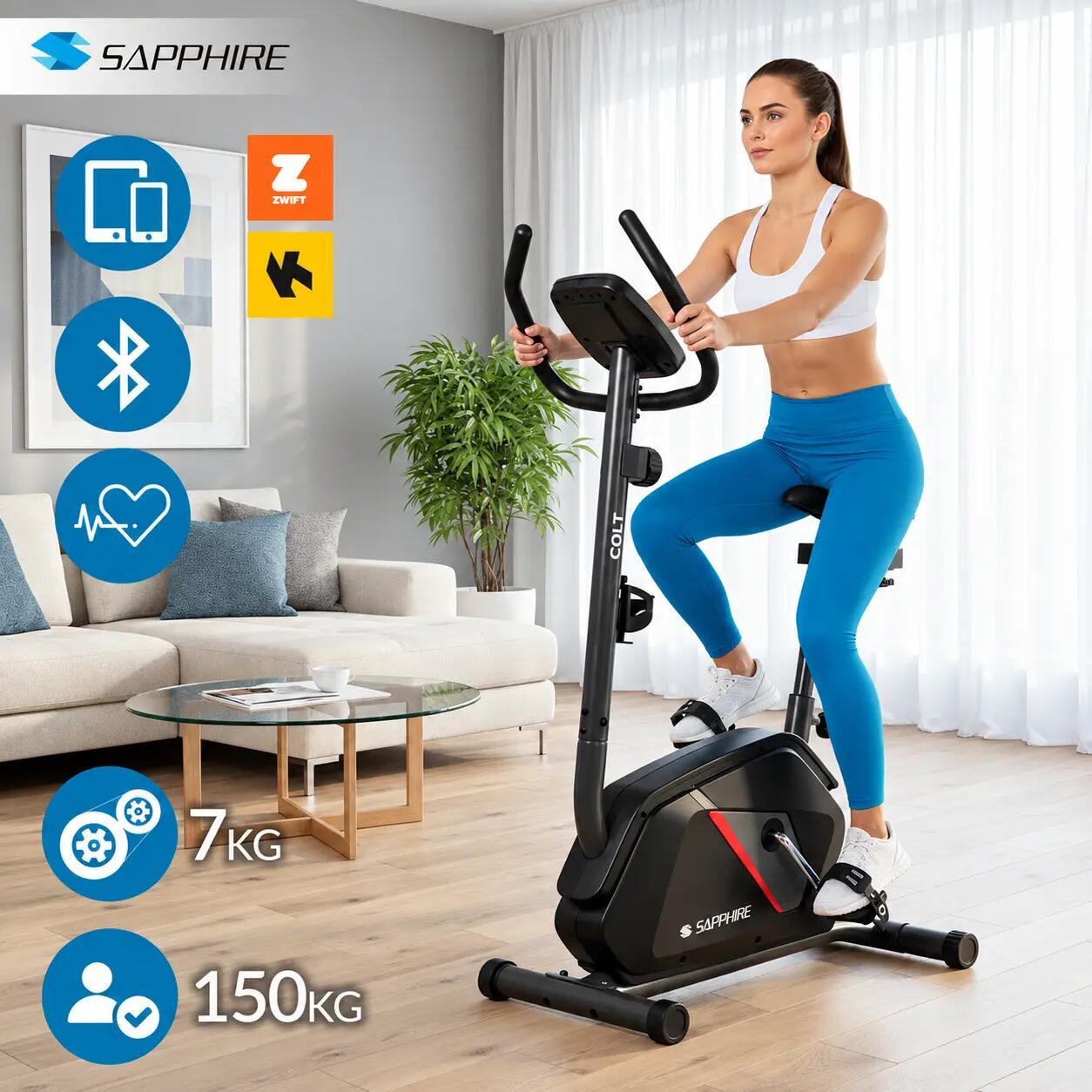 Rower stacjonarny magnetyczny Sapphire SG-320B Colt Bluetooth Aplikacje koło 7kg 3/13