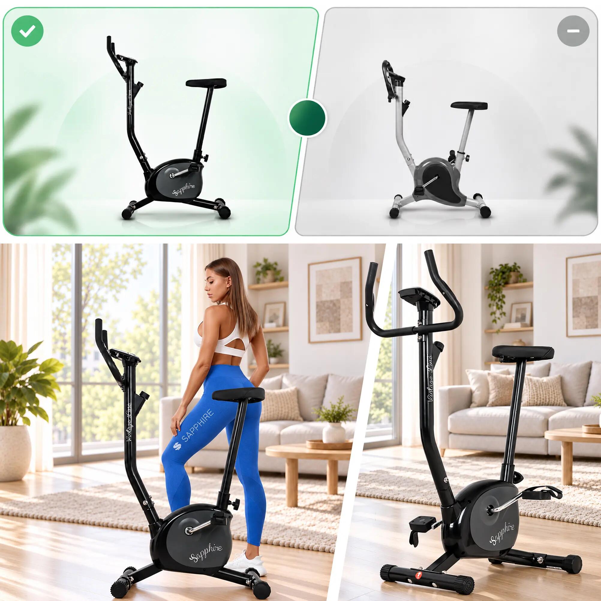 Rower treningowy stacjonarny Sapphire Vintage pionowy pomiar pulsu 6/9