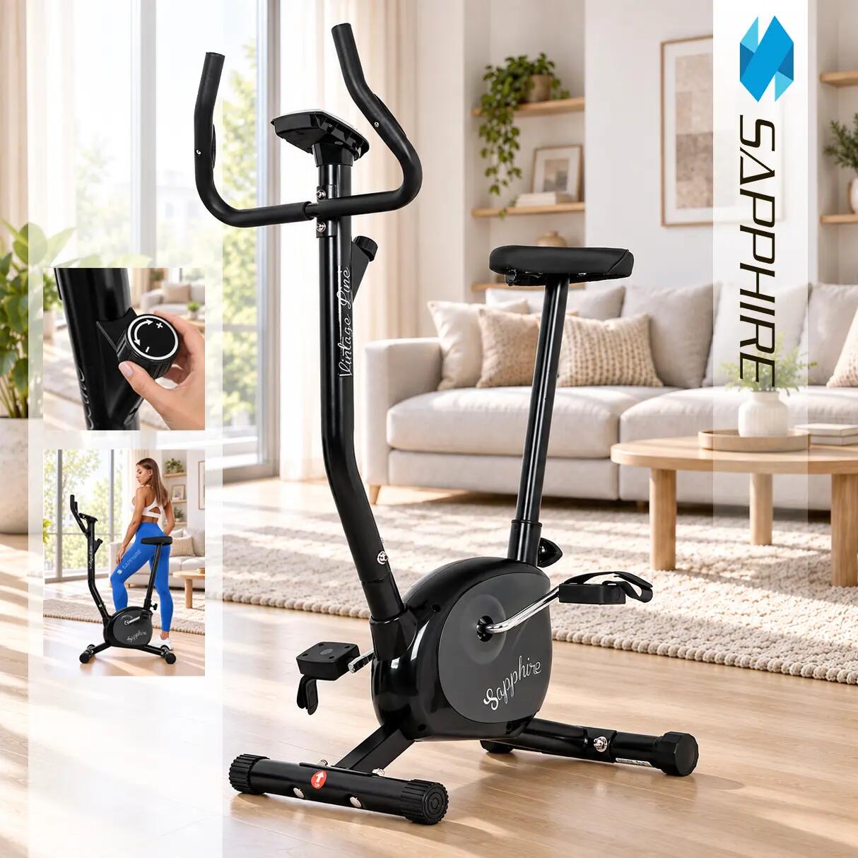 Rower treningowy stacjonarny Sapphire Vintage pionowy pomiar pulsu 2/9