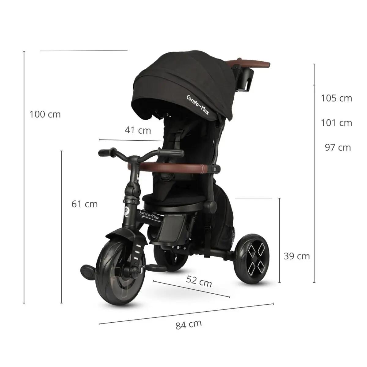 Triciclo Qplay Comfo Max con Maniglione di Spinta - Triciclo 7 in 1 - Beige 3/4