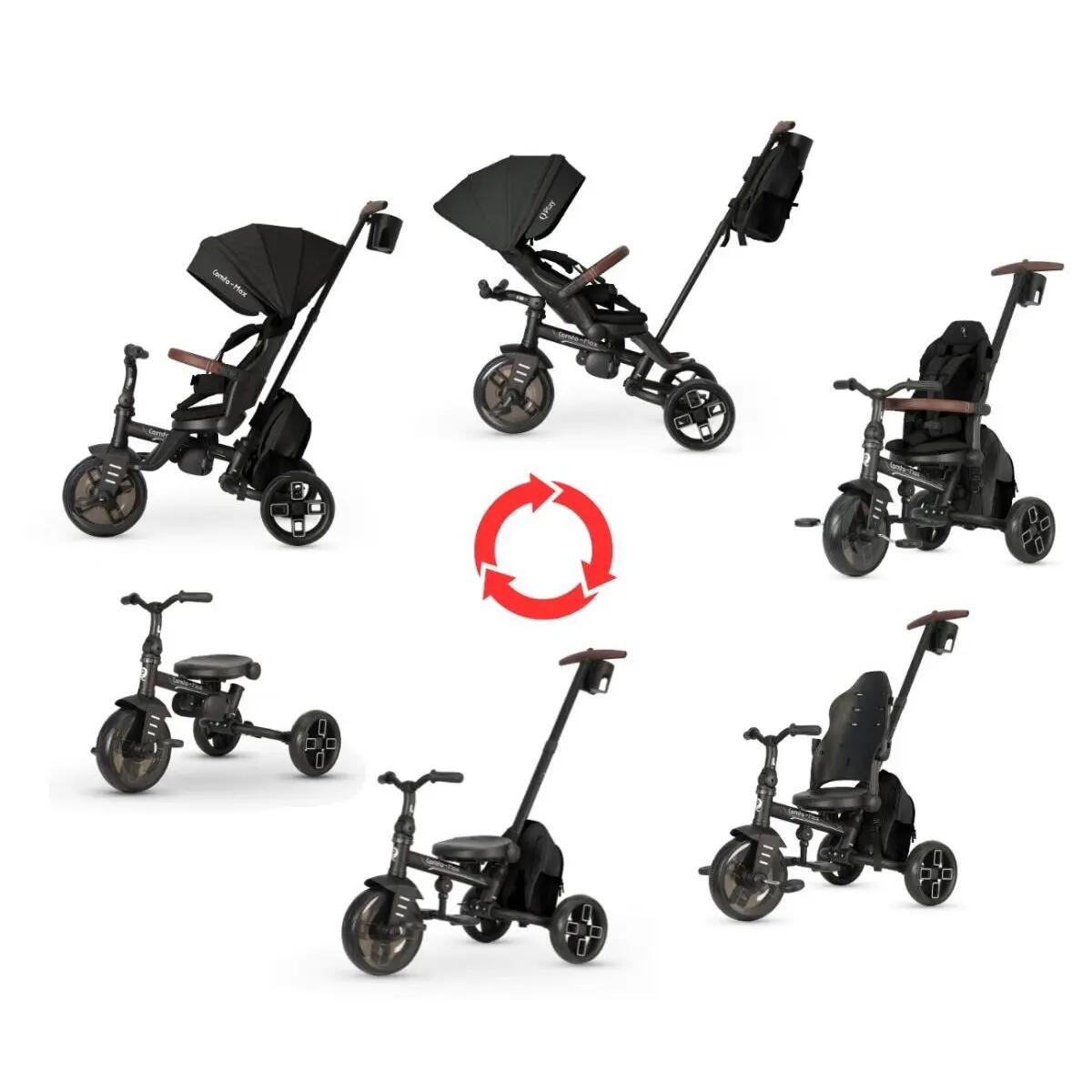 Triciclo Qplay Comfo Max con Maniglione di Spinta - Triciclo 7 in 1 - Beige 2/4