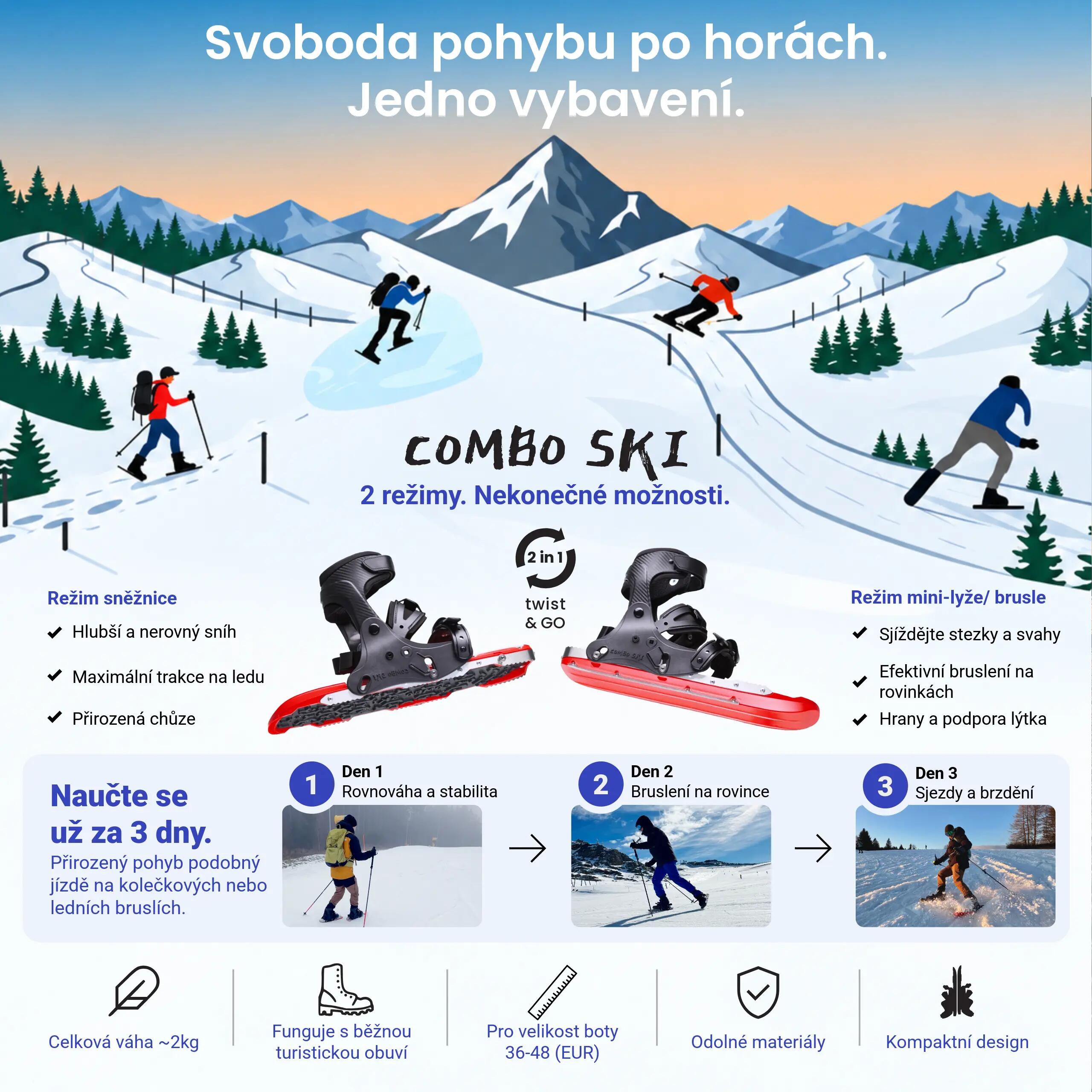 2en1 Combinaison de Raquettes, Mini-Skis et Ice Spikes 3/16
