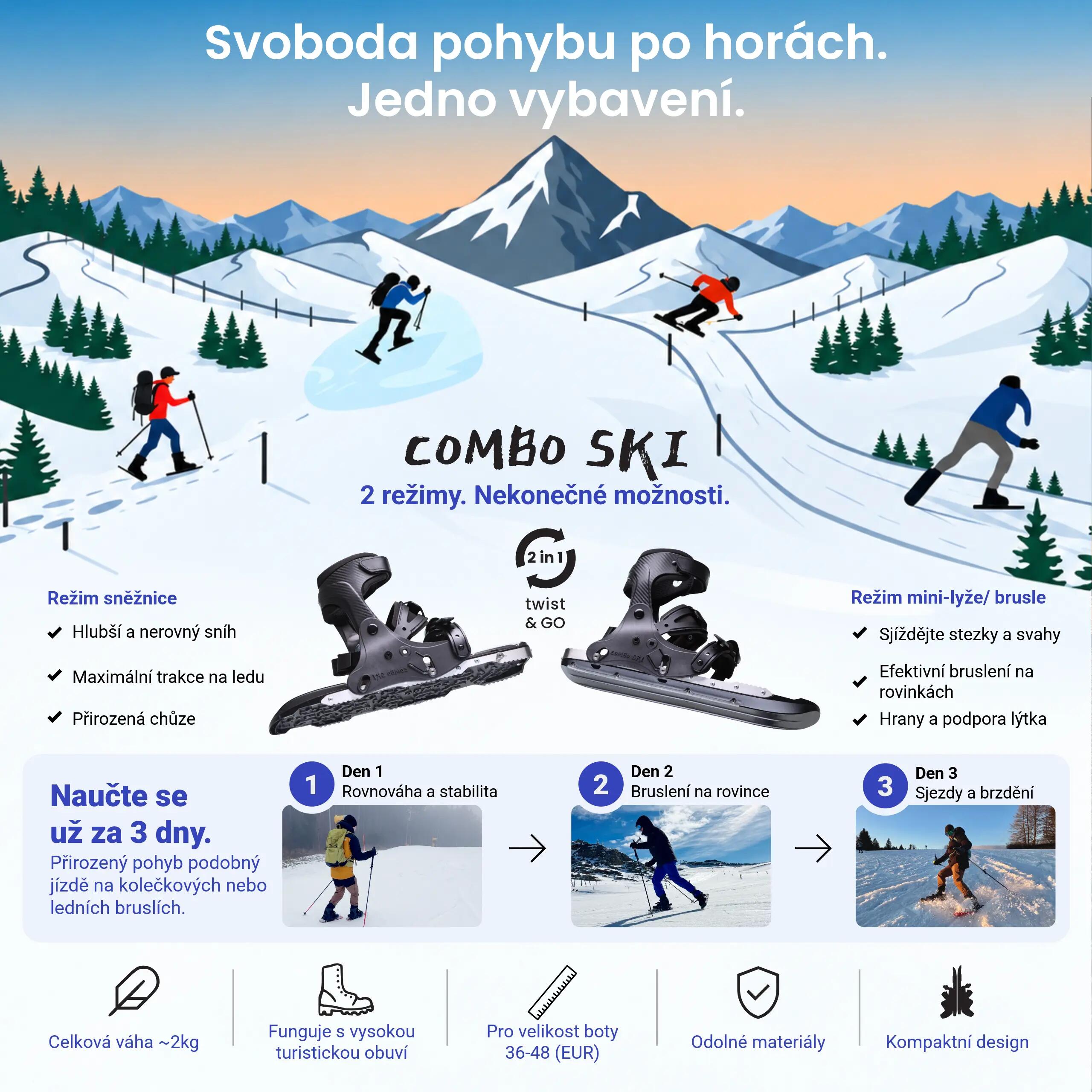2en1 Combinaison de Raquettes, Mini-Skis et Ice Spikes 3/16