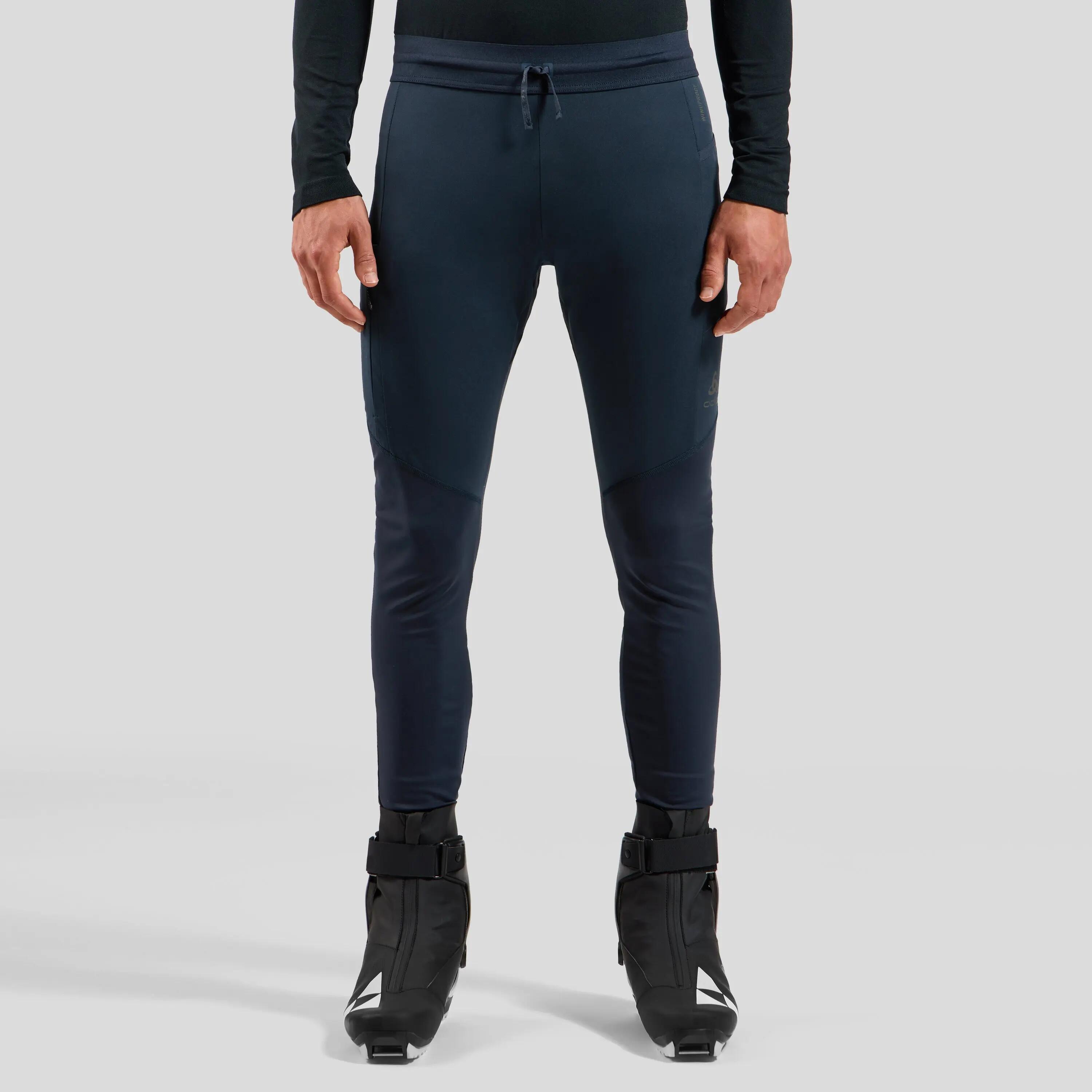 Legginsy techniczne męskie ODLO Zeroweight Pro Windproof Warm Tights granatowe 1/8