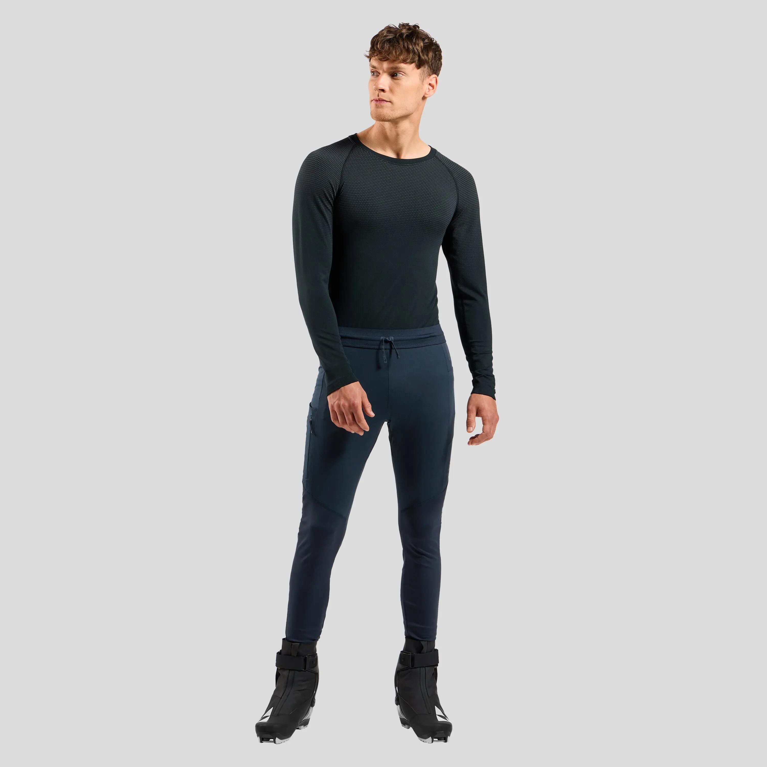 Legginsy techniczne męskie ODLO Zeroweight Pro Windproof Warm Tights granatowe 6/8