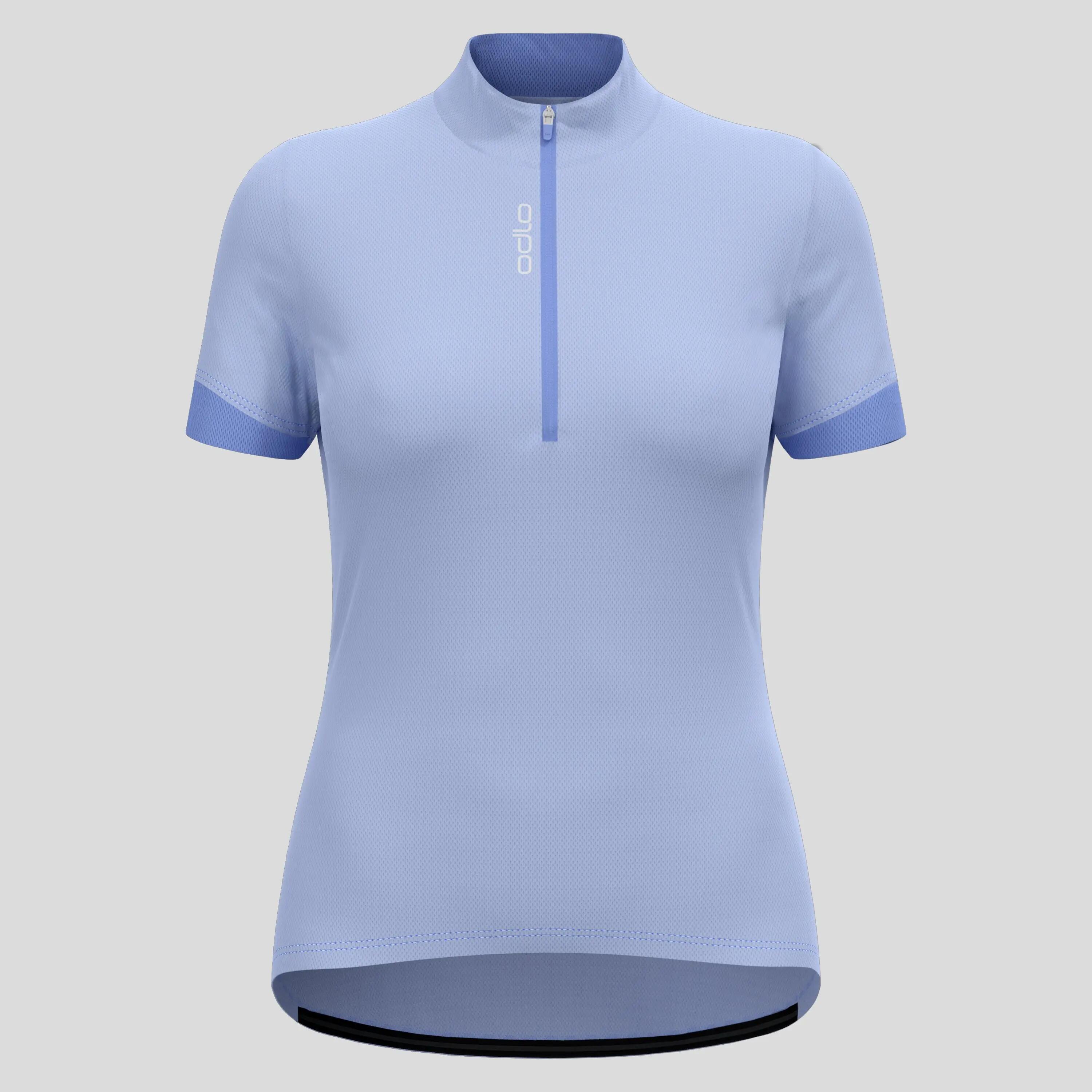 Damen Odlo Essentials 1/2 Zip Kurzarmtrikot Blau 5/6