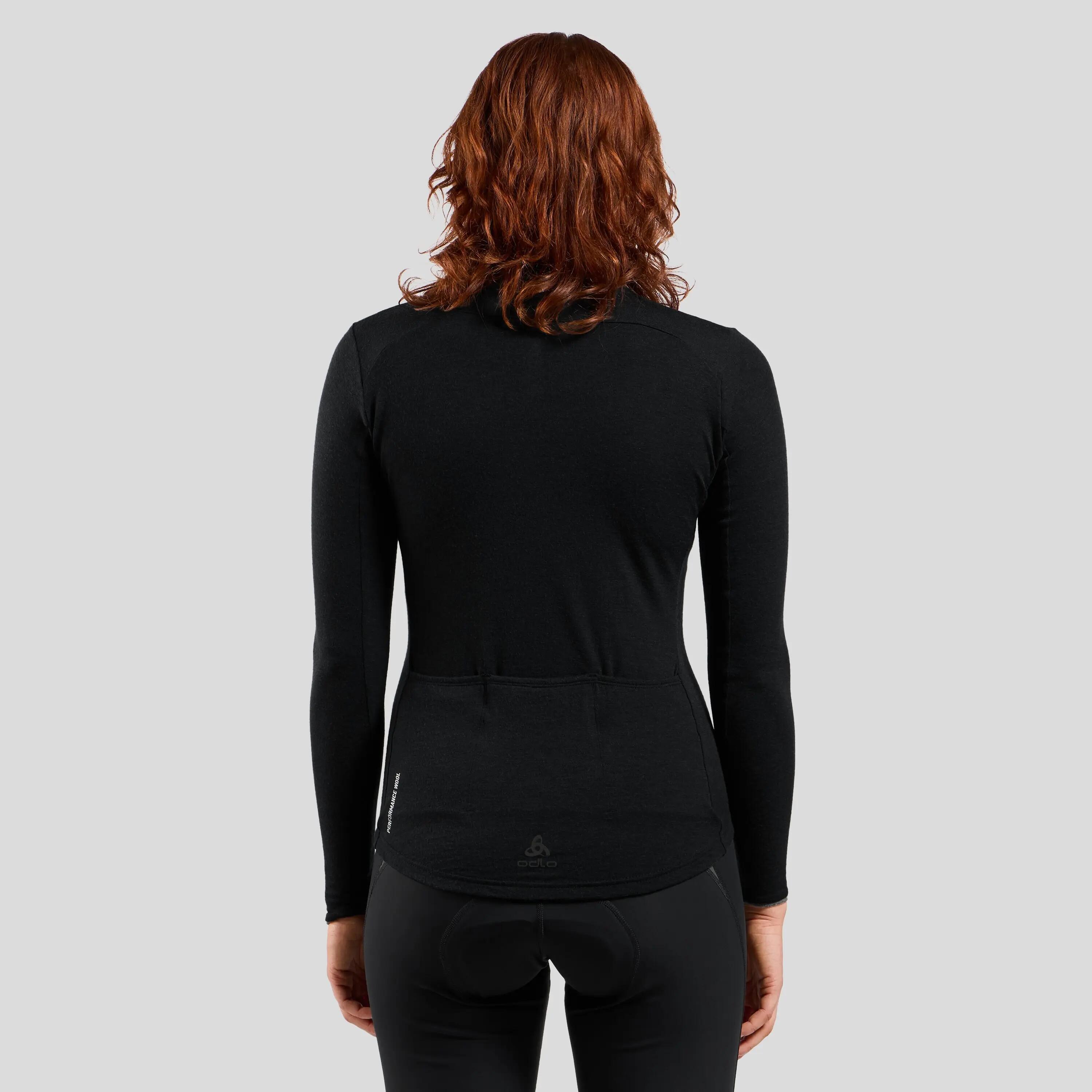 Odlo Women's Full Zip Performance Wool Trui met lange mouwen Zwart 2/7
