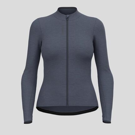 Maillot Manches Longues Femme Odlo Full Zip Performance Wool Gris
