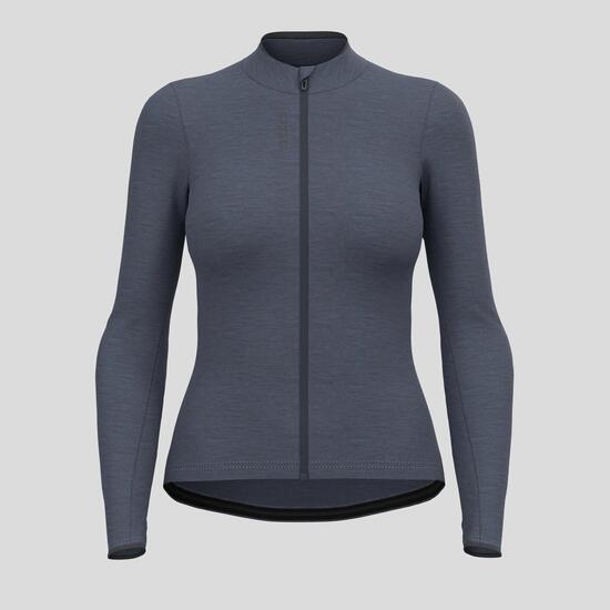 Maillot Manches Longues Femme Odlo Full Zip Performance Wool Gris