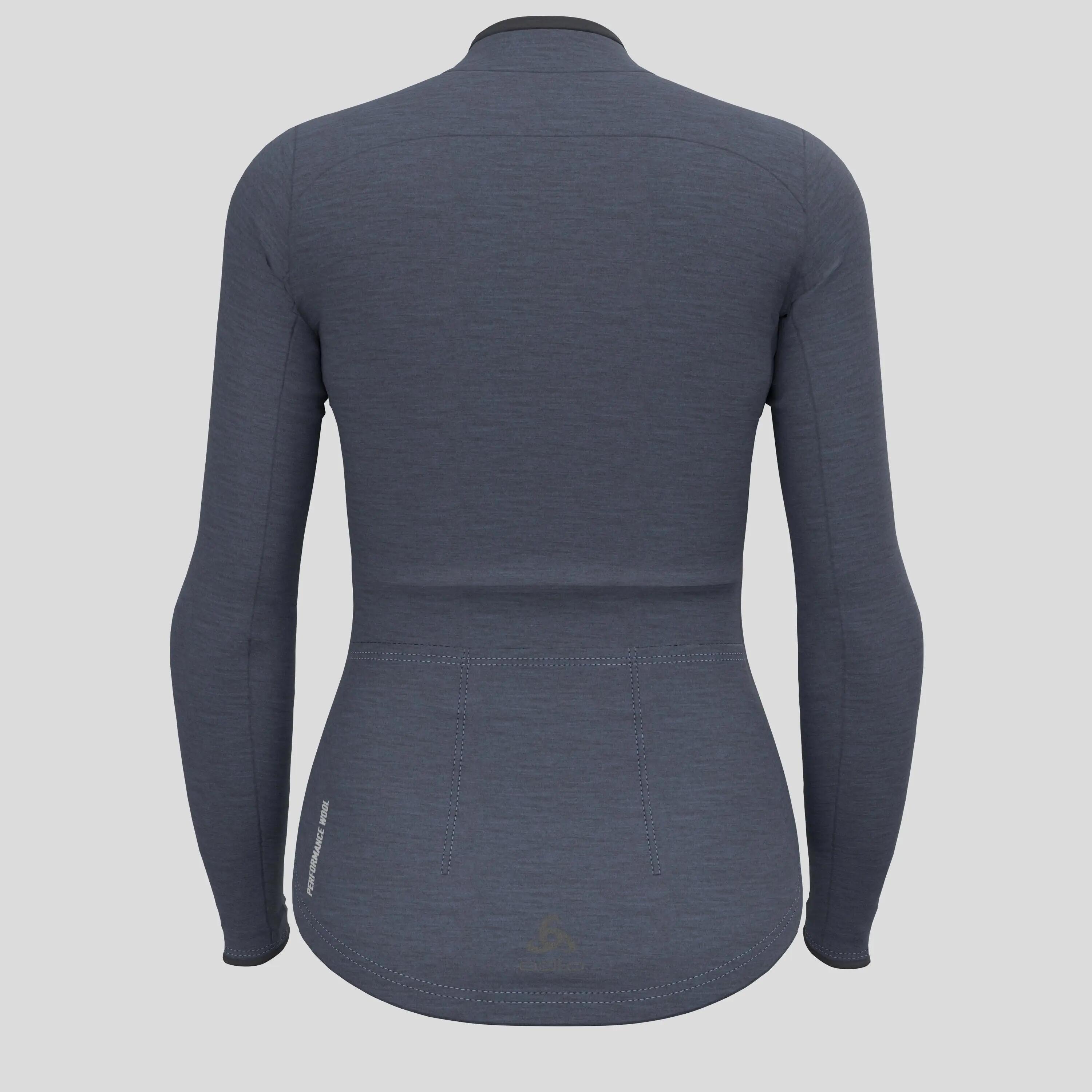 Odlo Women's Full Zip Performance Wool Long Sleeve Jersey Grey 2/2