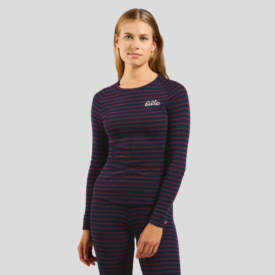 Longsleeve termoaktywny damski ODLO Warm Originals Stripes Bl Top Crew Neck