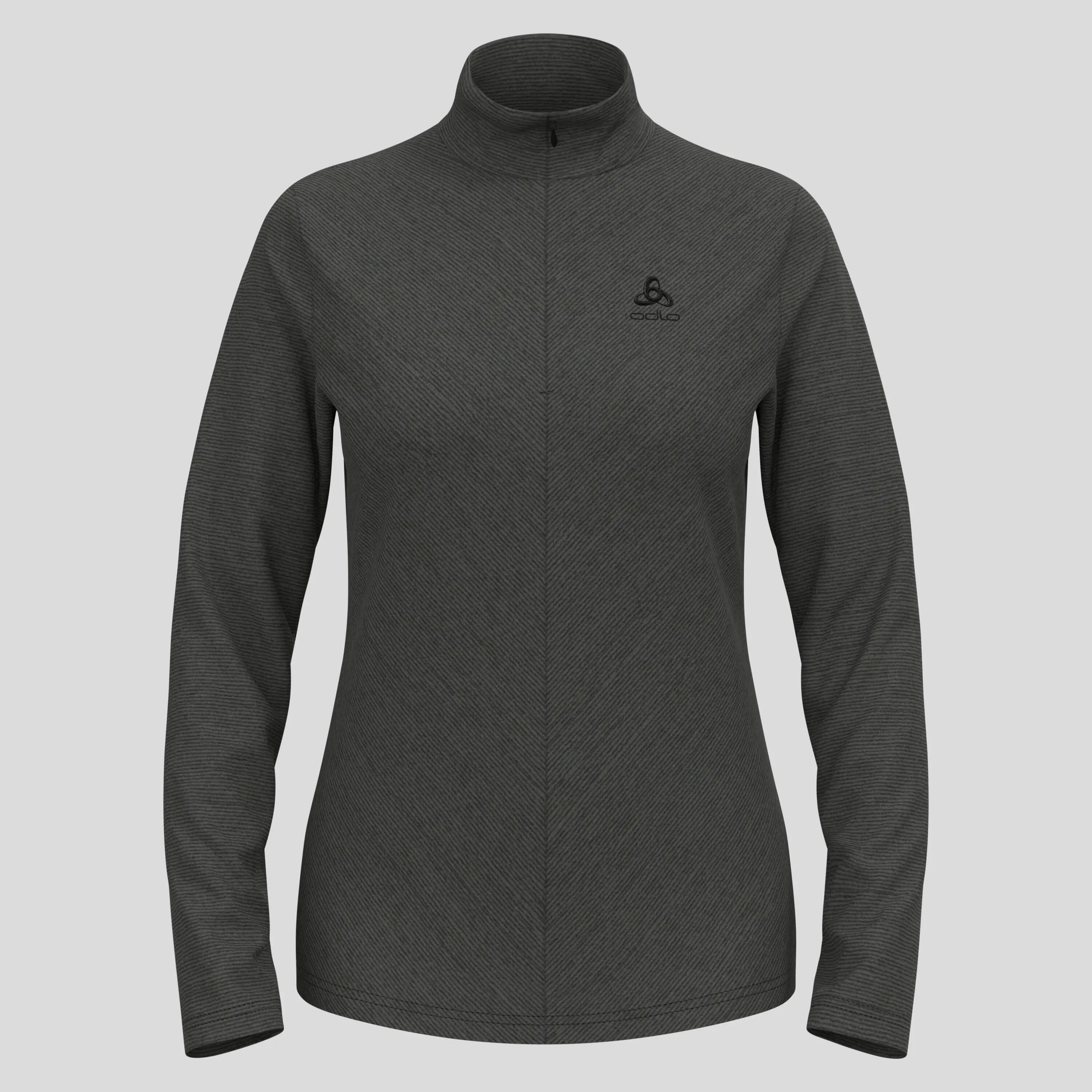 ODLO Middenlaag Loopshirt Halve Rits ROY Thermoshirt LEISTEENGRIJS - ZWARTE 5/8