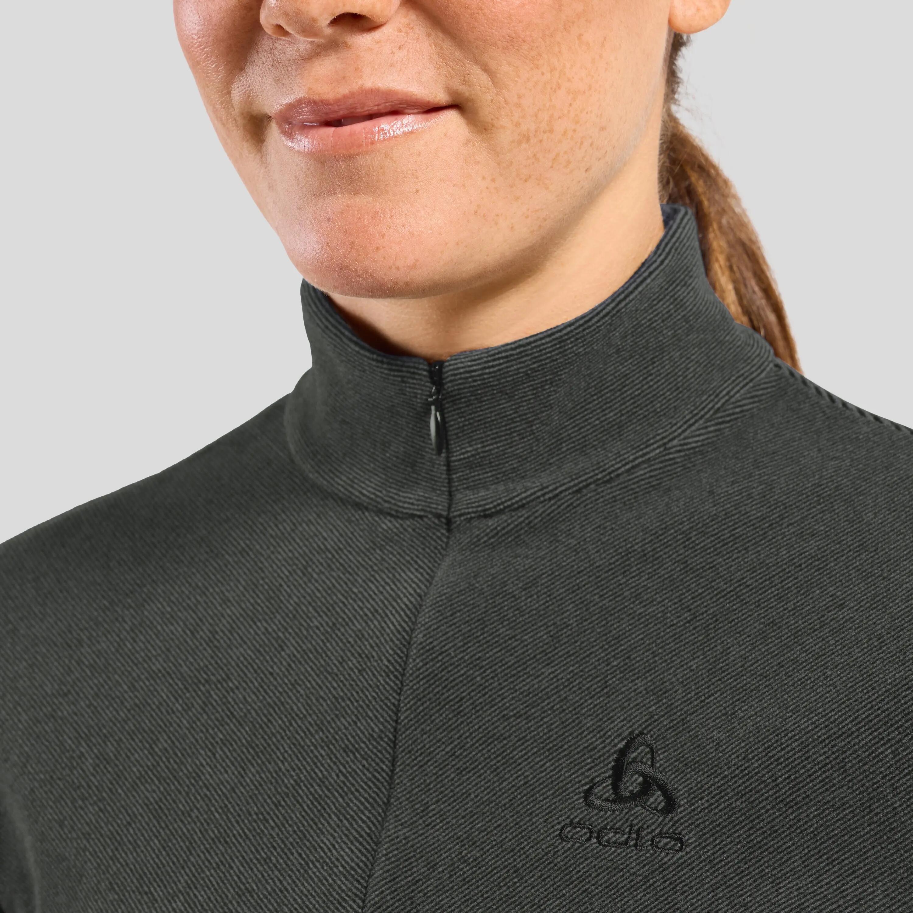 ODLO Middenlaag Loopshirt Halve Rits ROY Thermoshirt LEISTEENGRIJS - ZWARTE 3/8