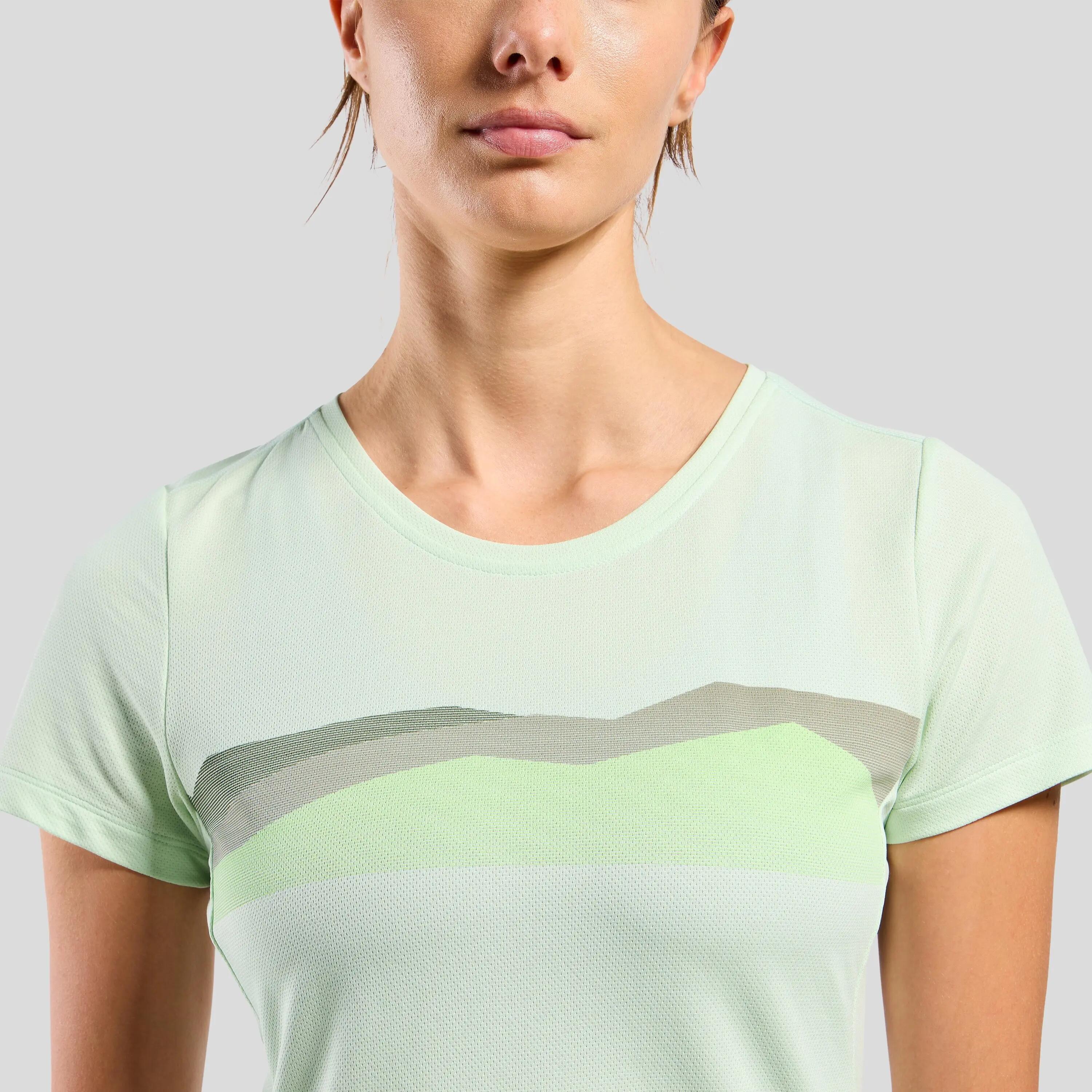 Camiseta técnica de mujer Odlo F-Dry Ridgeline Verde claro 3/6