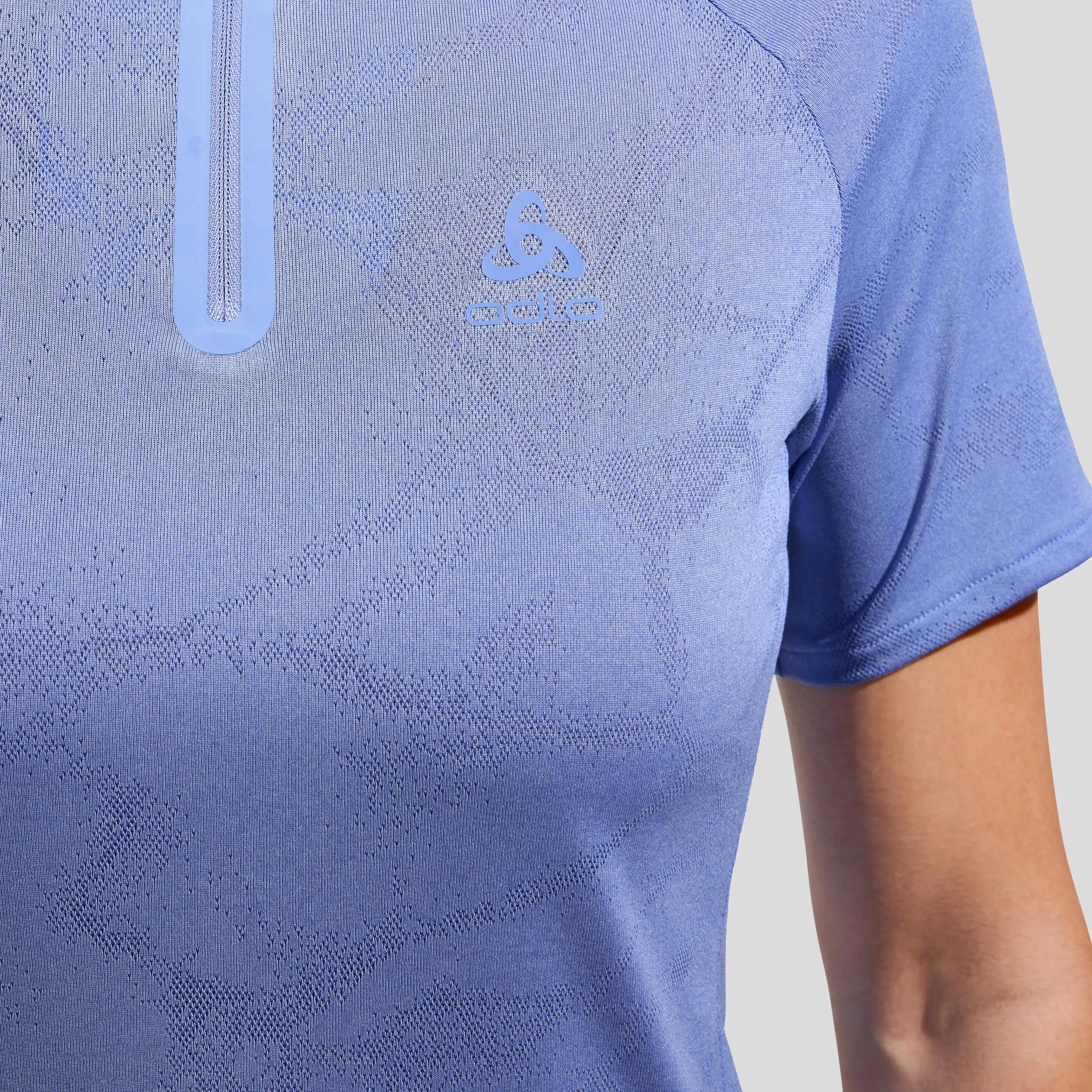 Polo Odlo Ascent Chill-Tec Donna Blu 3/6