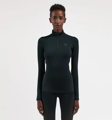 Odlo shirt lange mouwen halve rits performance warm eco thermoshirt zwart -